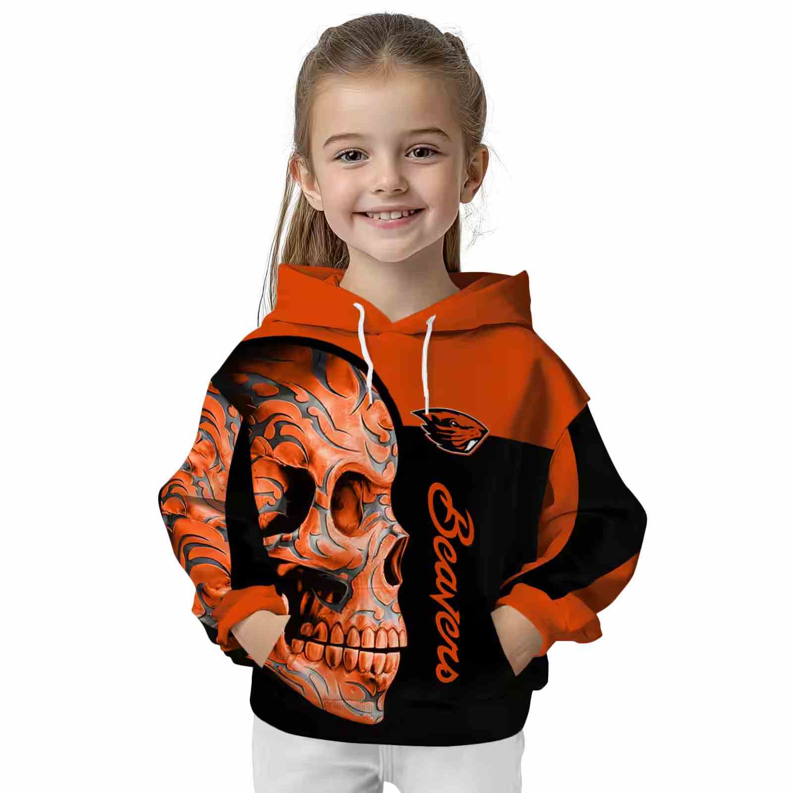 oregon state beavers skull motif orange black hoodie top rated