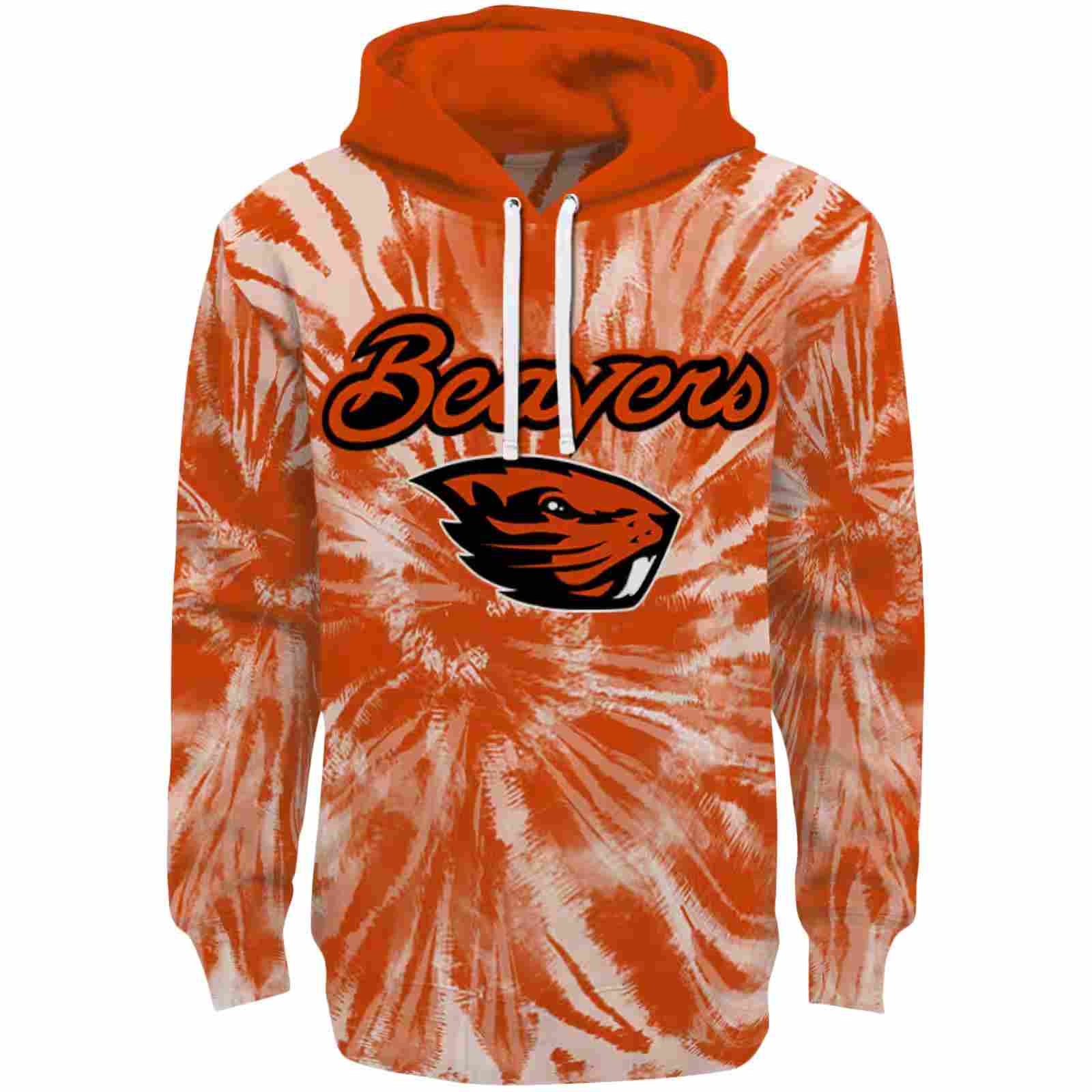 Oregon State Beavers Tie Dye Pattern Orange Hoodie