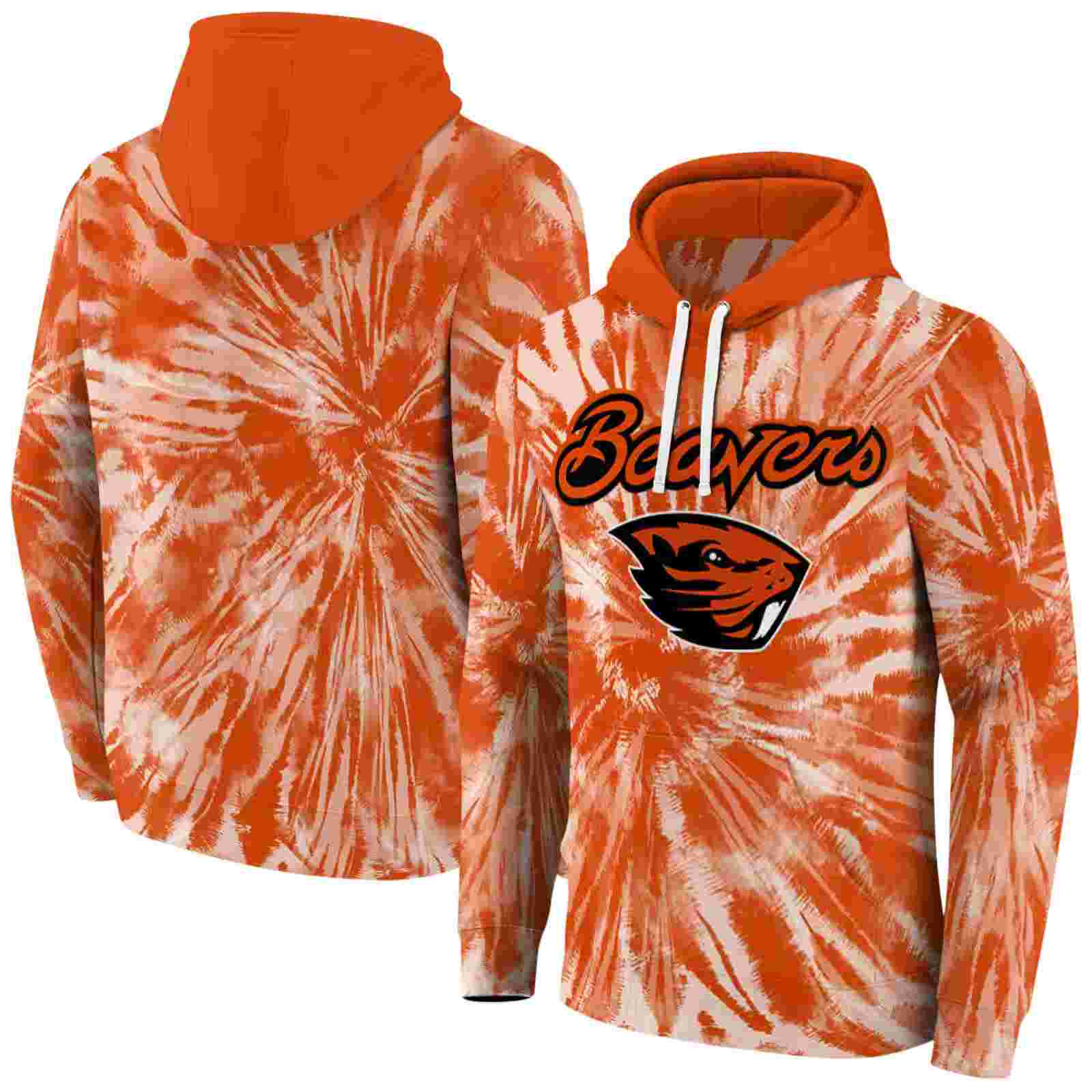 oregon state beavers tie dye pattern orange hoodie fashion forward