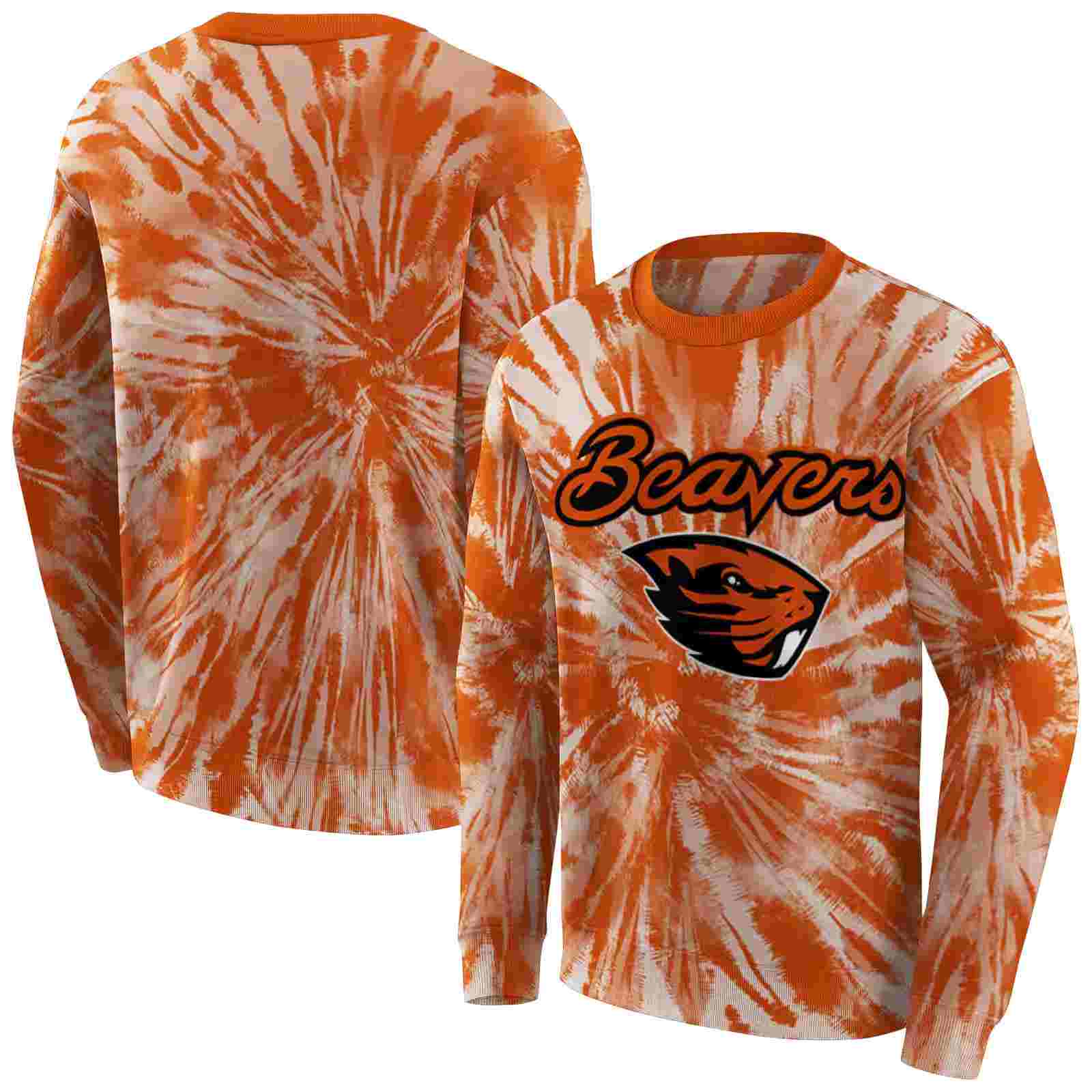 oregon state beavers tie dye pattern orange hoodie premium grade