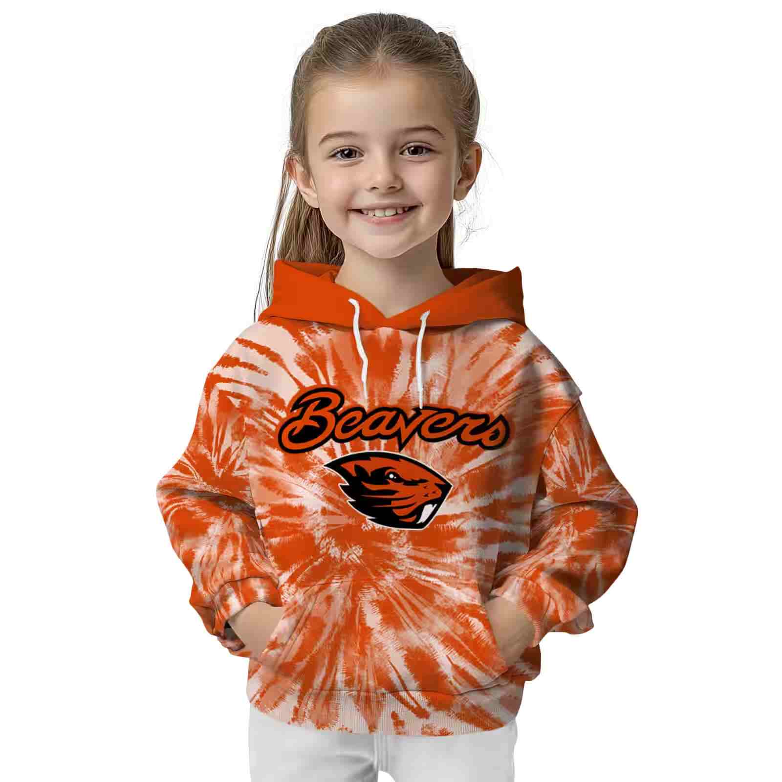 oregon state beavers tie dye pattern orange hoodie top rated