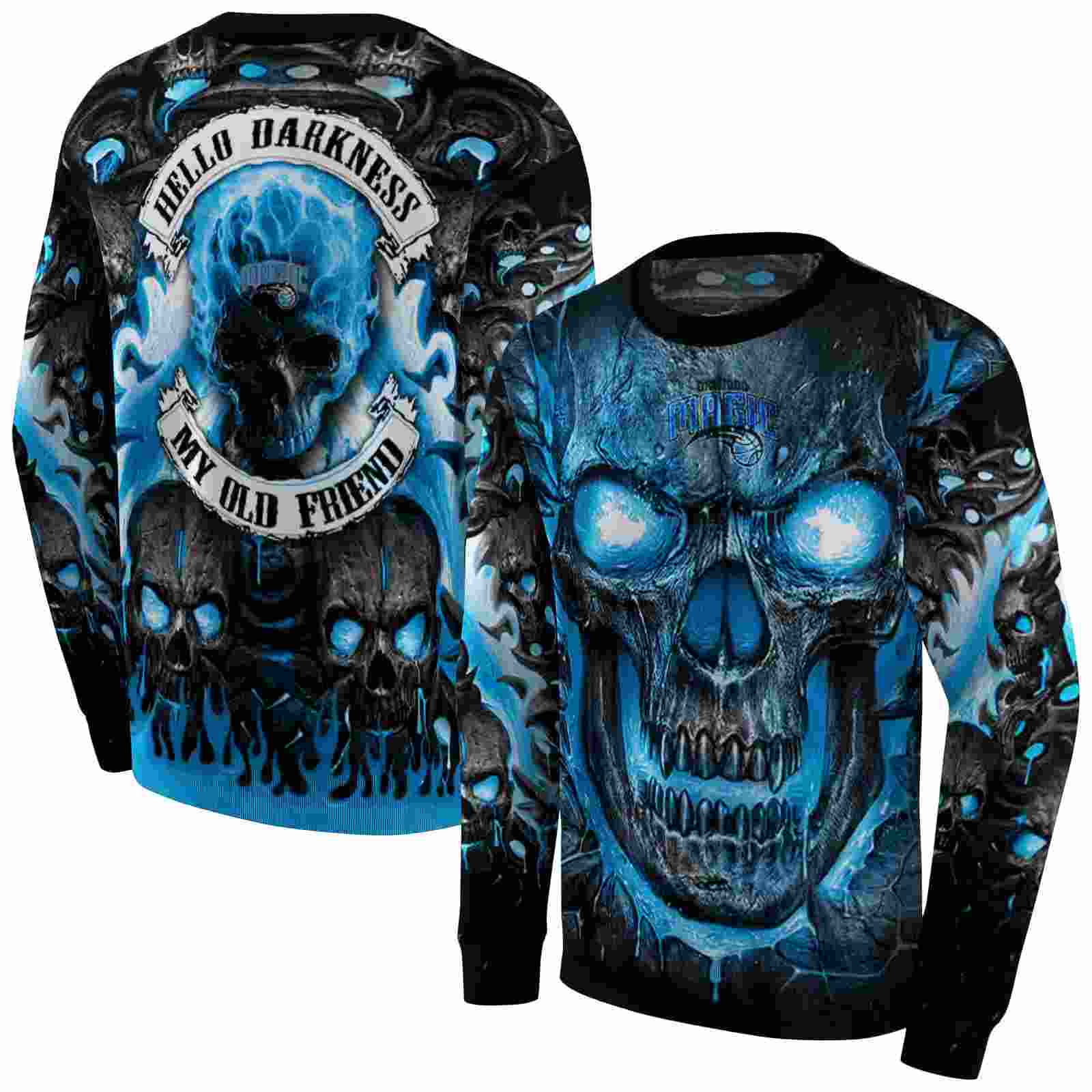 orlando magic demonic skull blue black hoodie premium grade