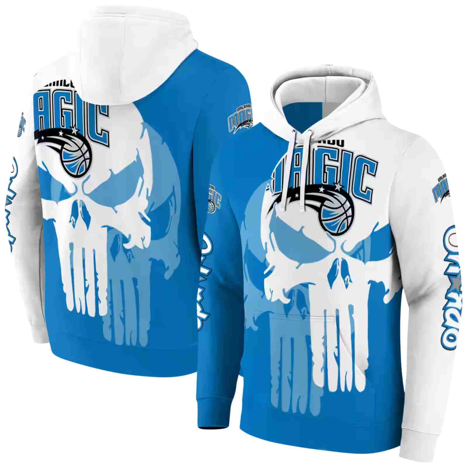 orlando magic graphic punisher blue white hoodie fashion forward