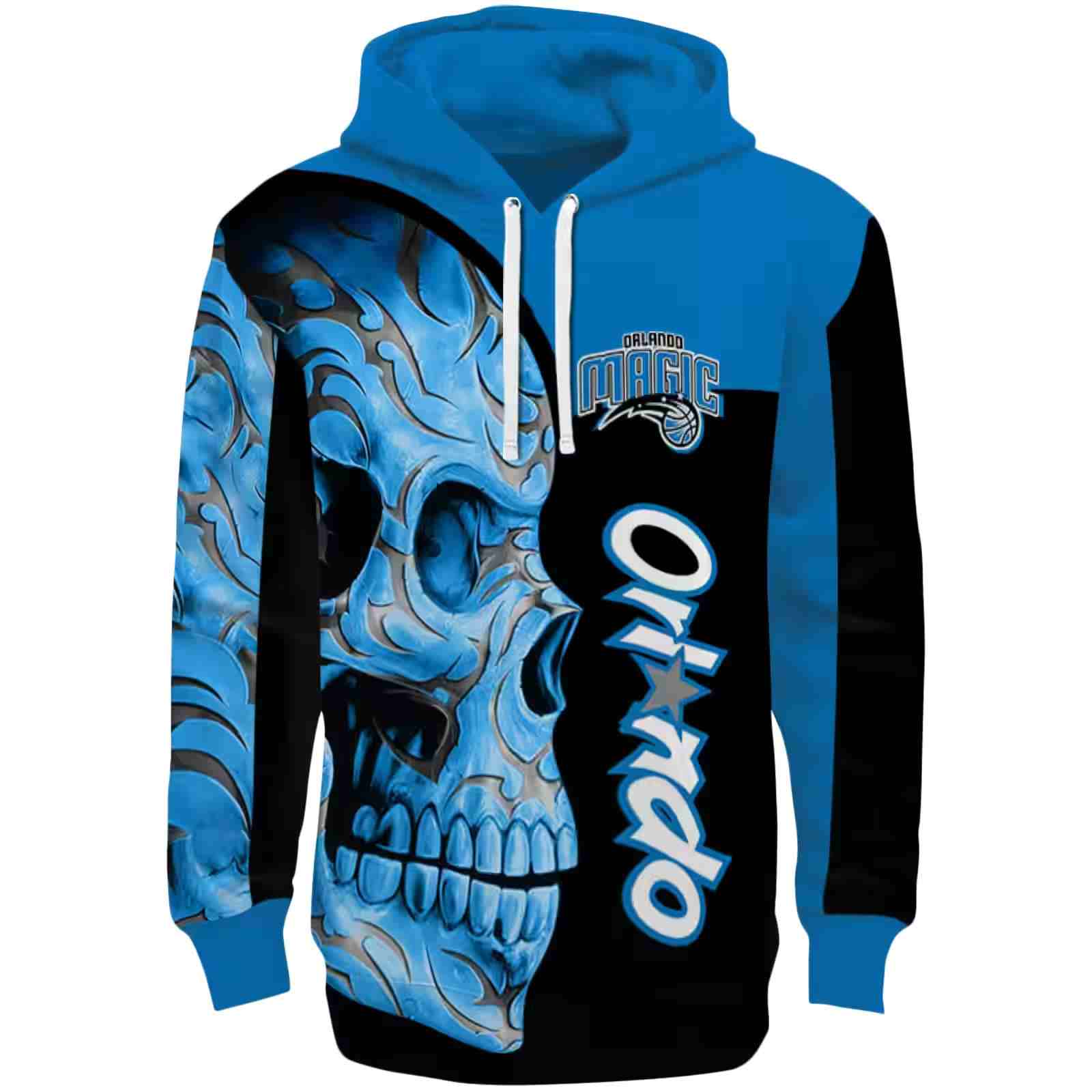 Orlando Magic Skull Motif Blue Black Hoodie