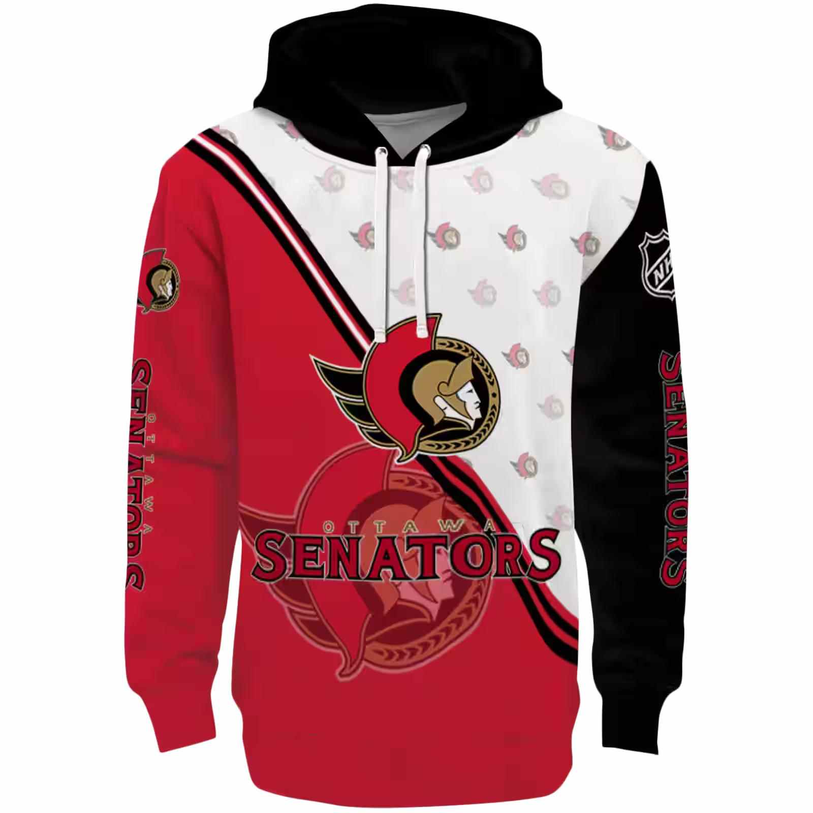 Ottawa Senators Diagonal Stripe Red White Hoodie