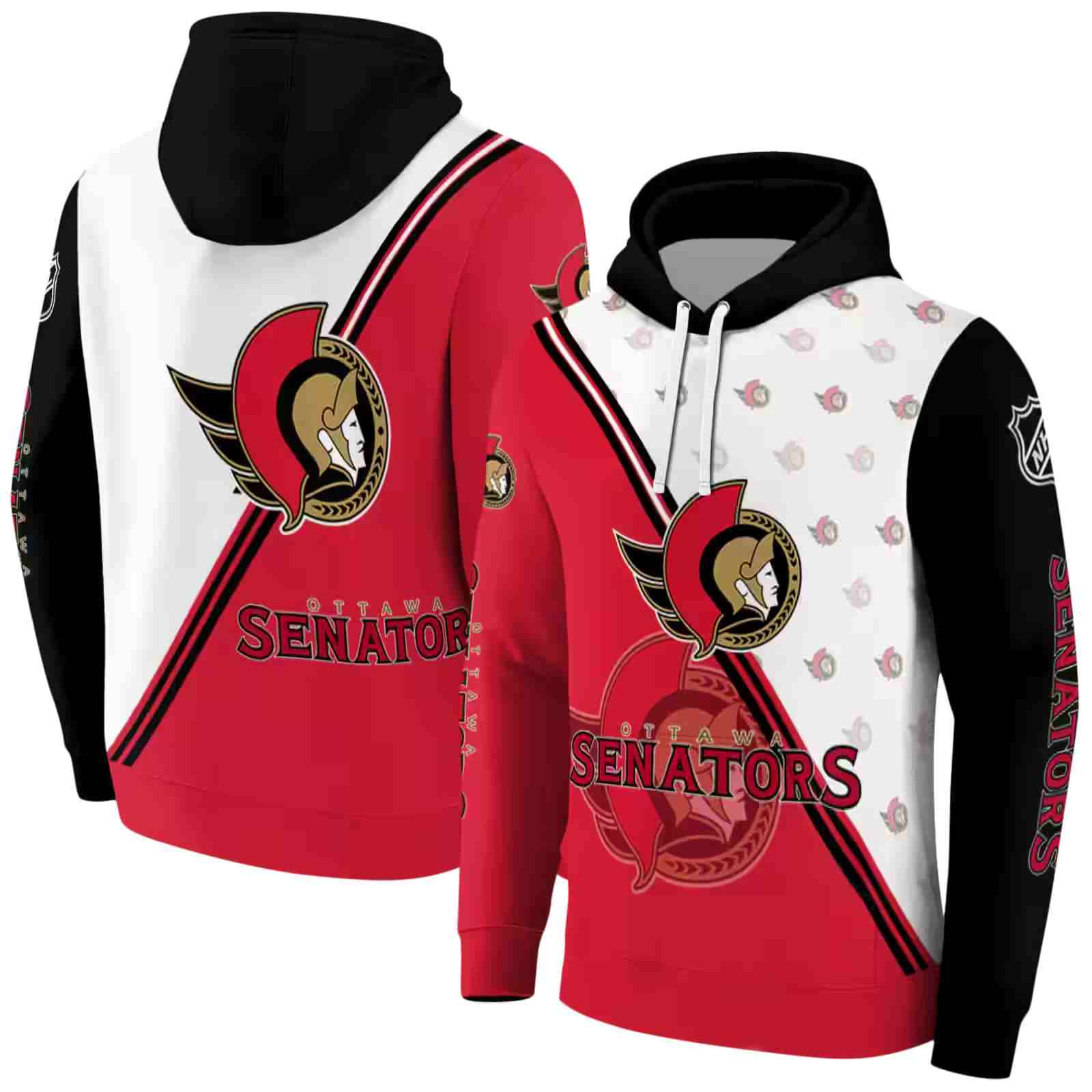 ottawa senators diagonal stripe red white hoodie fashion forward