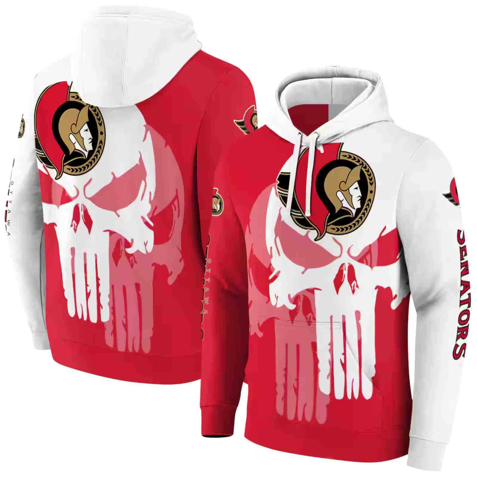 ottawa senators graphic punisher red white hoodie fashion forward