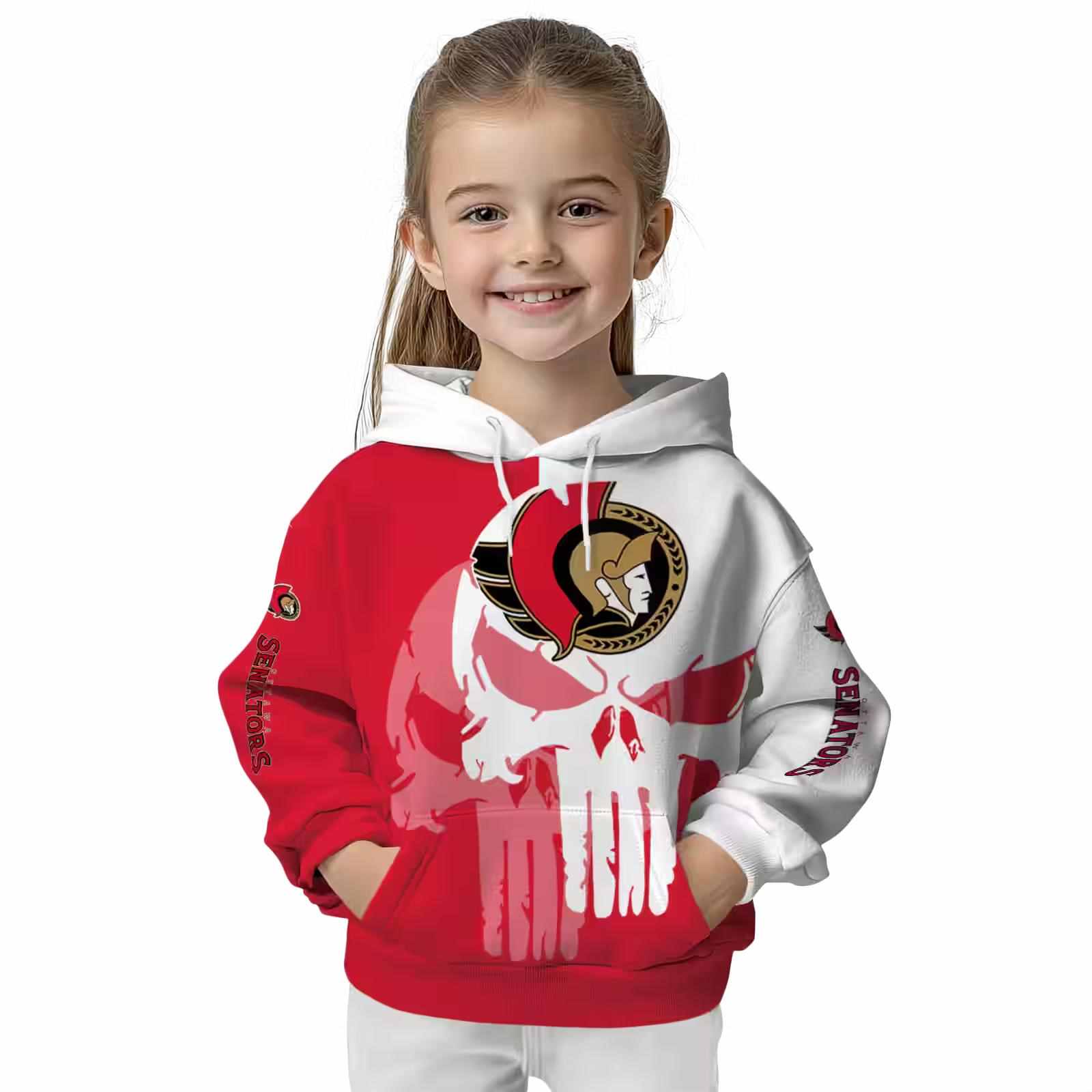 ottawa senators graphic punisher red white hoodie top rated