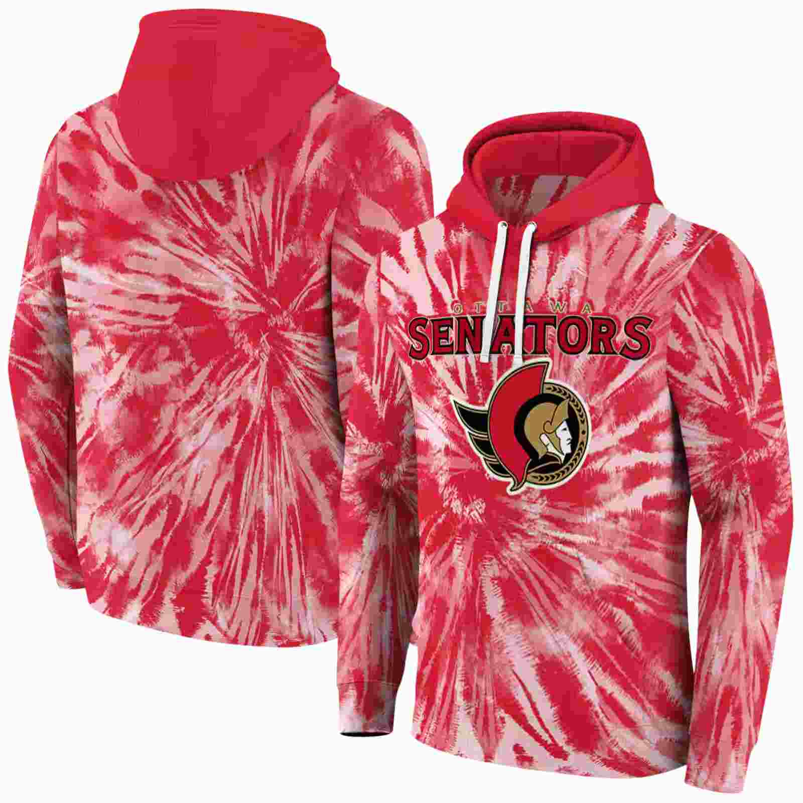 ottawa senators tie dye pattern red hoodie fashion forward