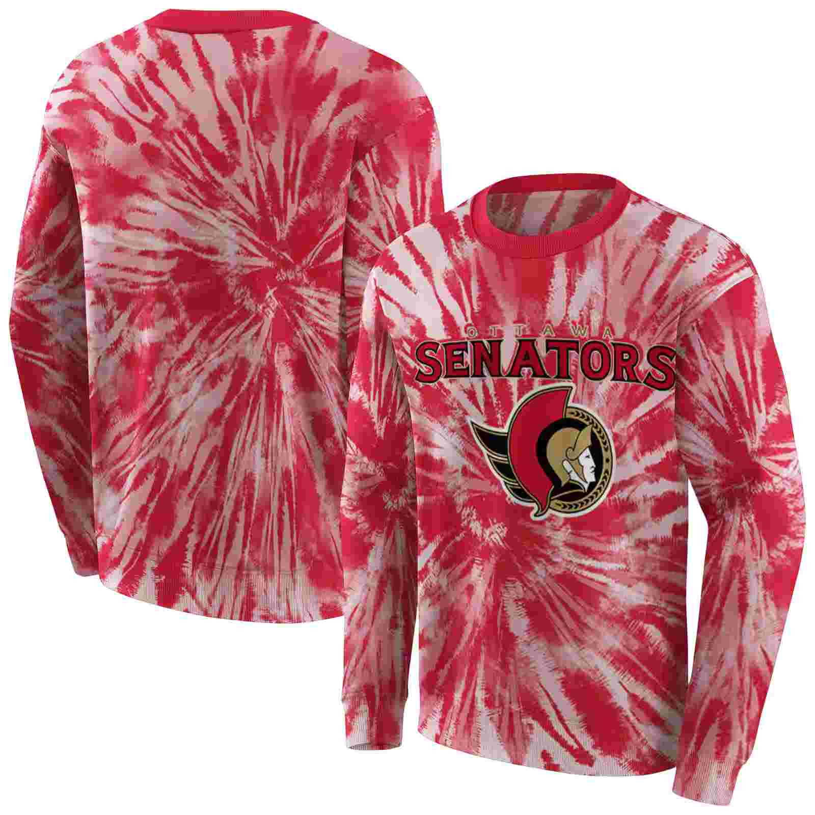 ottawa senators tie dye pattern red hoodie premium grade