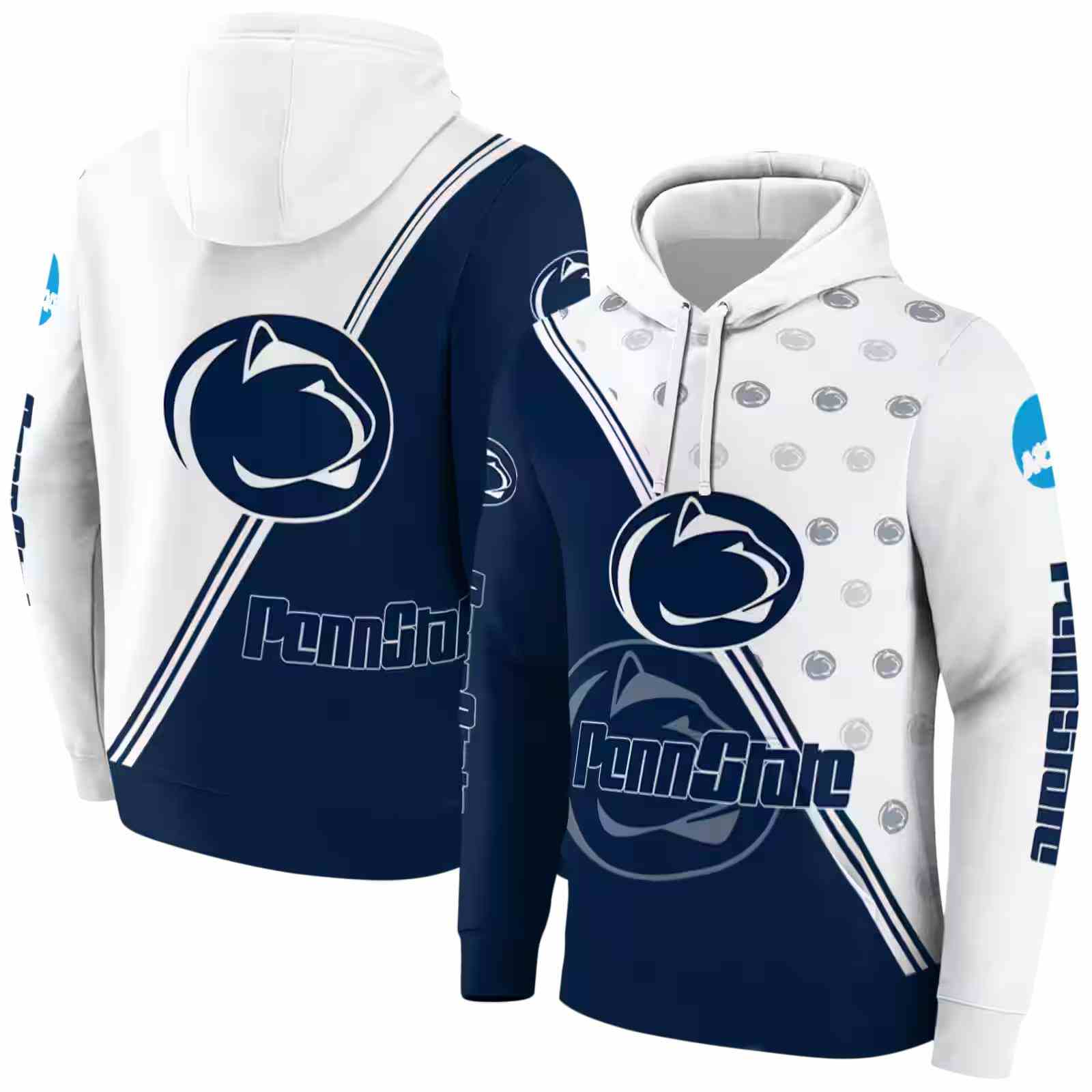 penn state nittany lions diagonal stripe blue white hoodie fashion forward