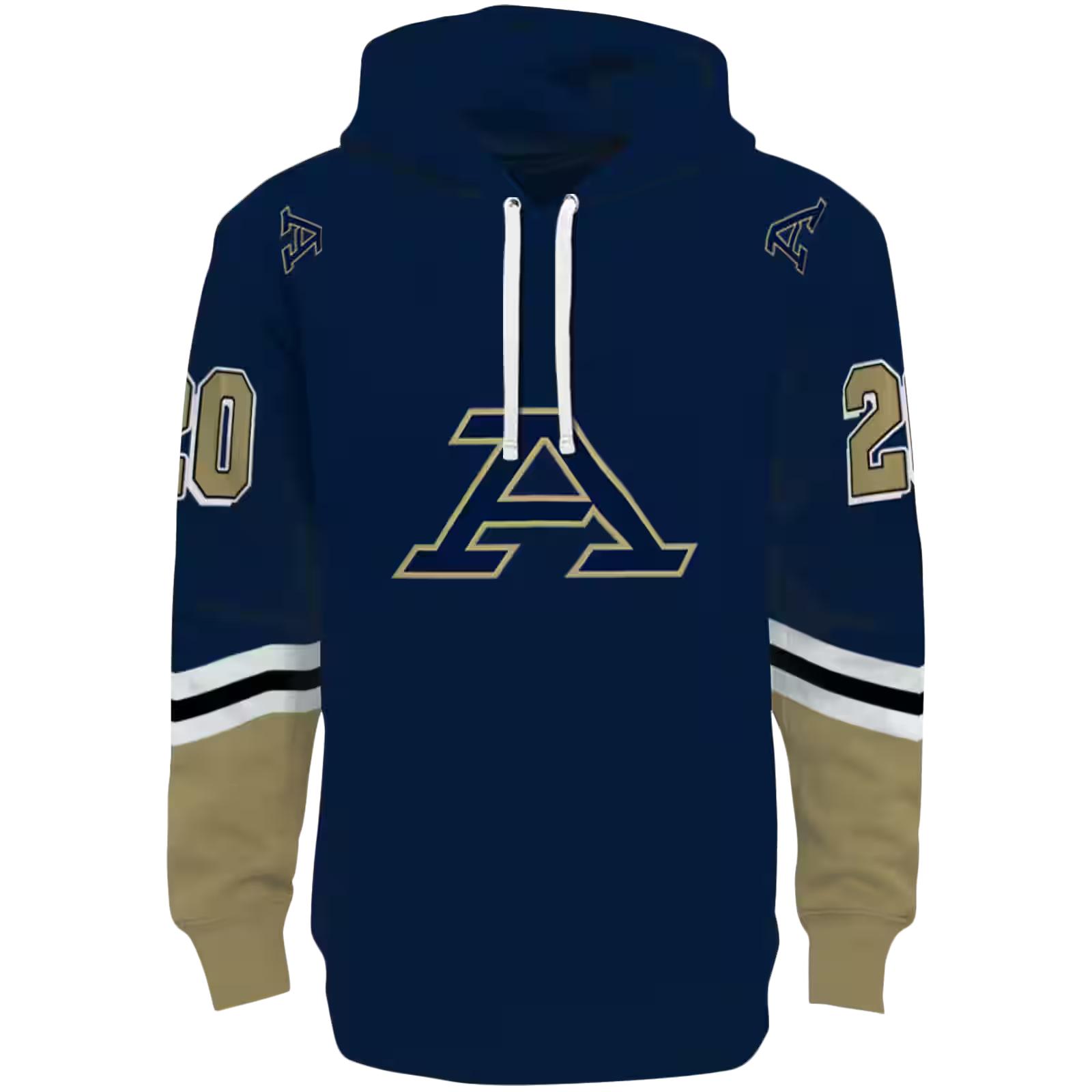 Personalized Akron Zips Striped Sleeves Blue Hoodie