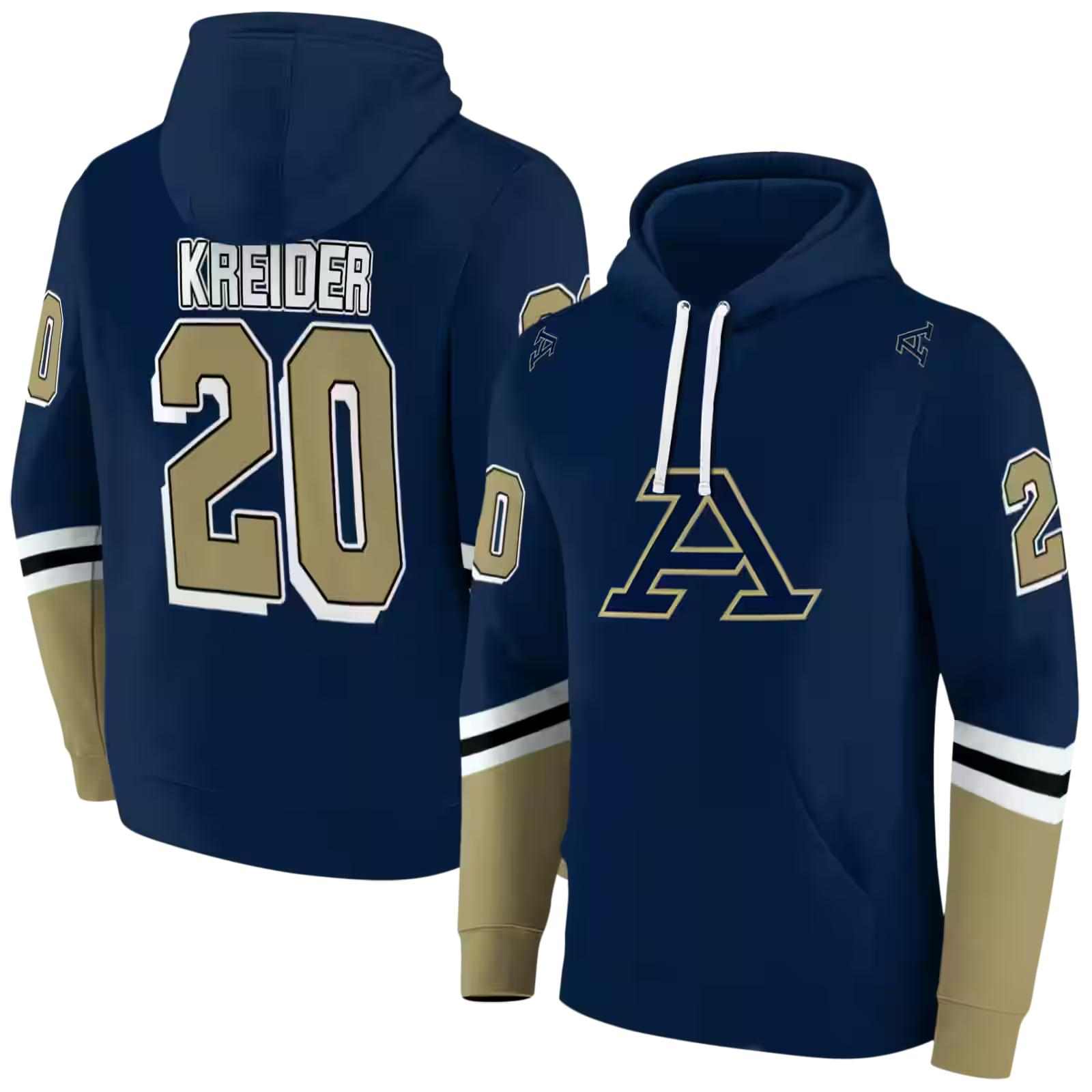 personalized akron zips striped sleeves blue hoodie fashion forward