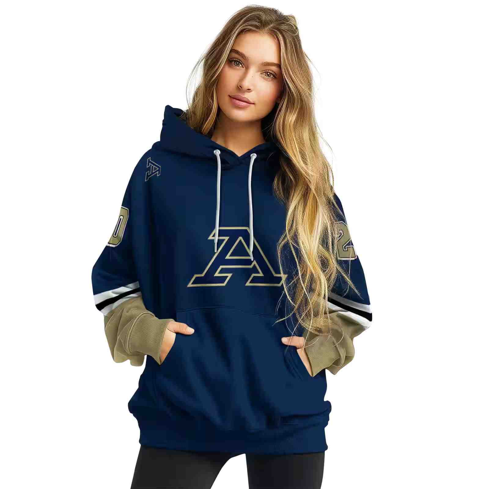 personalized akron zips striped sleeves blue hoodie high quality