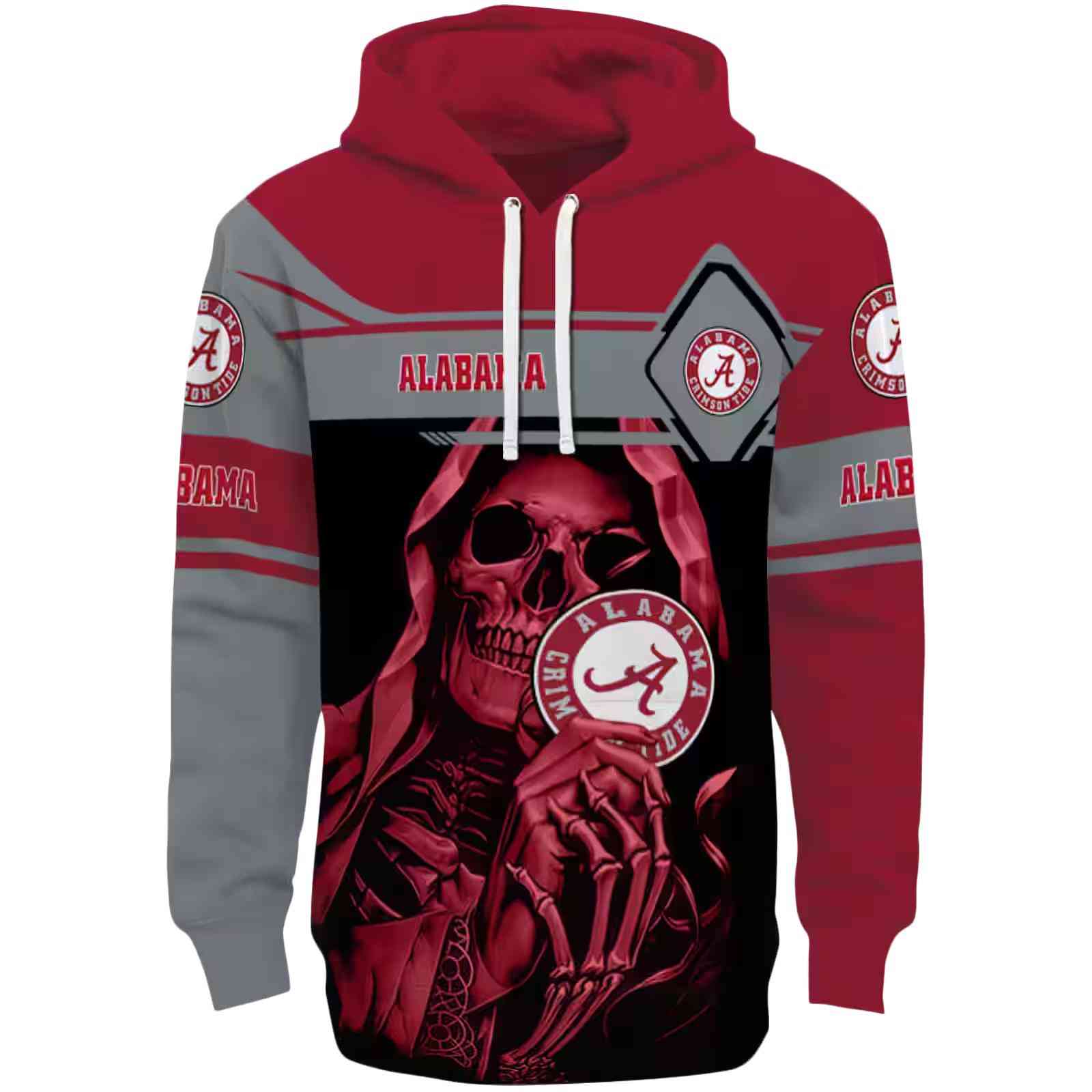 Personalized Alabama Crimson Tide Grim Reaper Crimson Black Hoodie