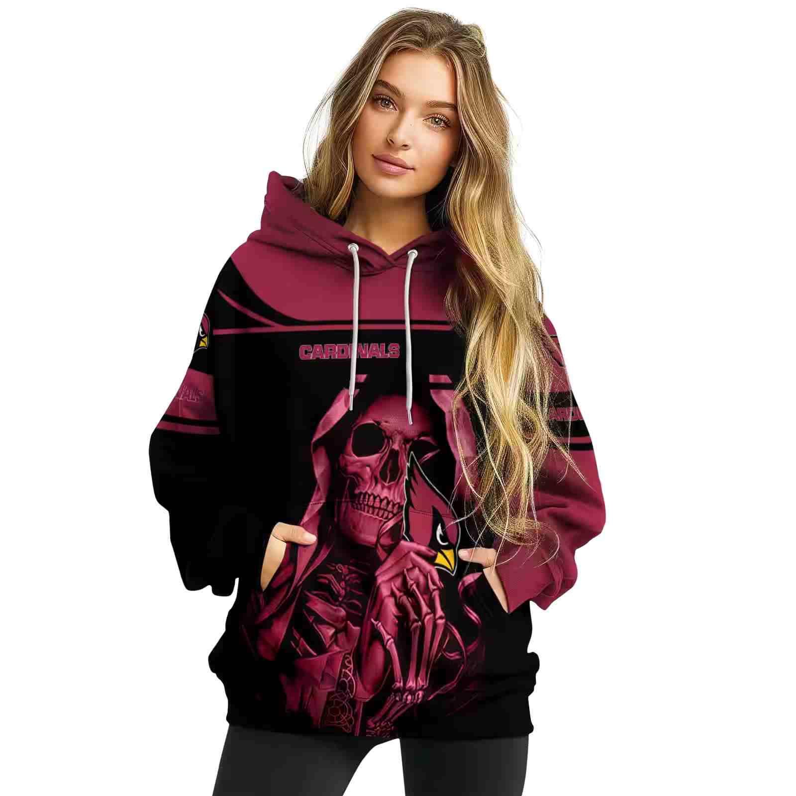 personalized arizona cardinals grim reaper red black hoodie high quality