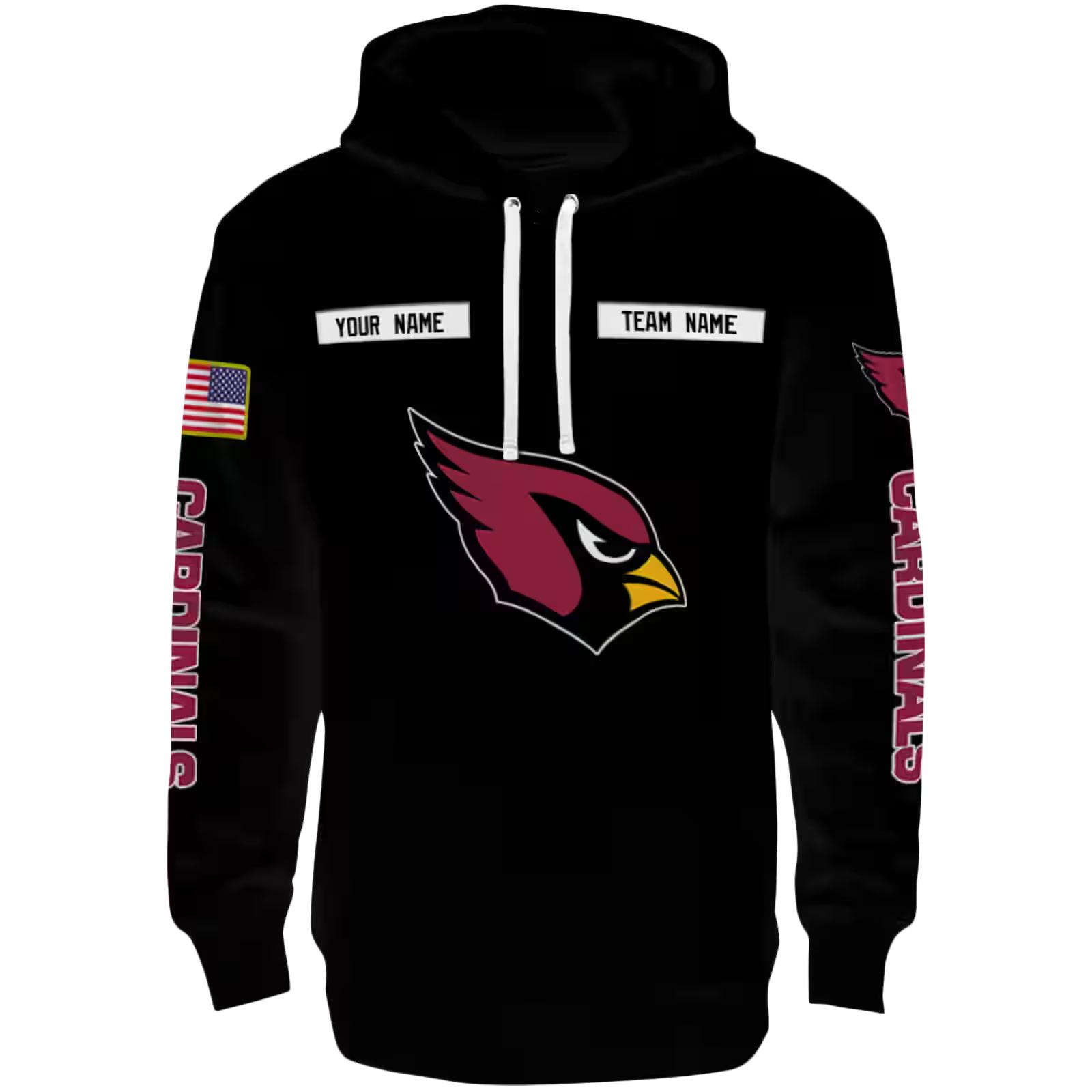 Personalized Arizona Cardinals Punisher Skull Black Hoodie