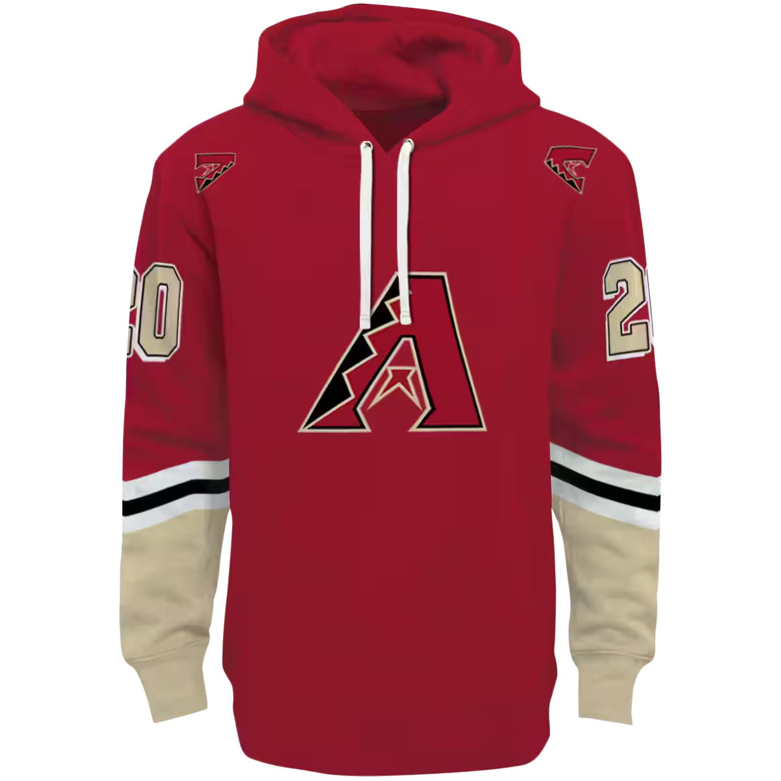 Personalized Arizona Diamondbacks Striped Sleeves Red Hoodie