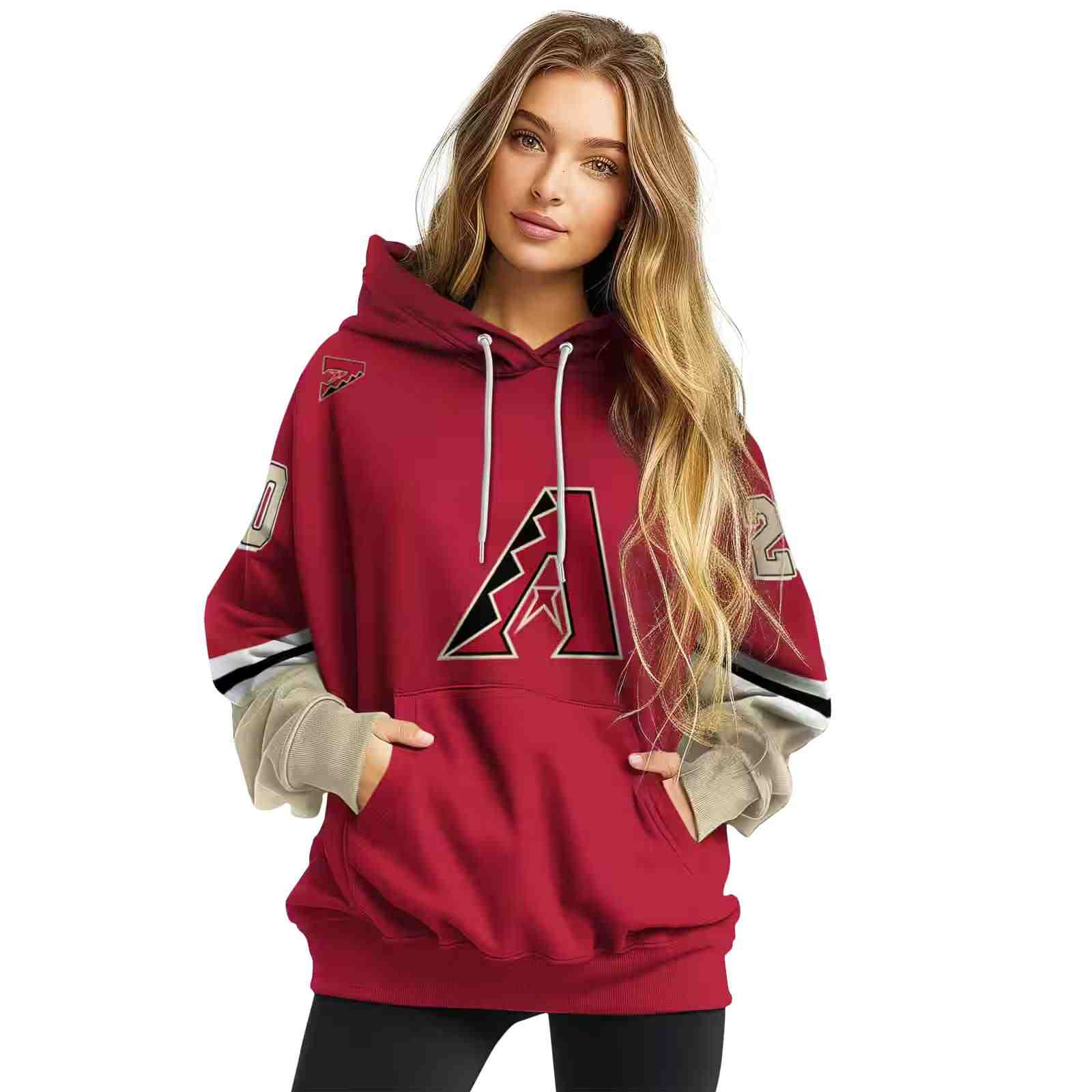 personalized arizona diamondbacks striped sleeves red hoodie high quality