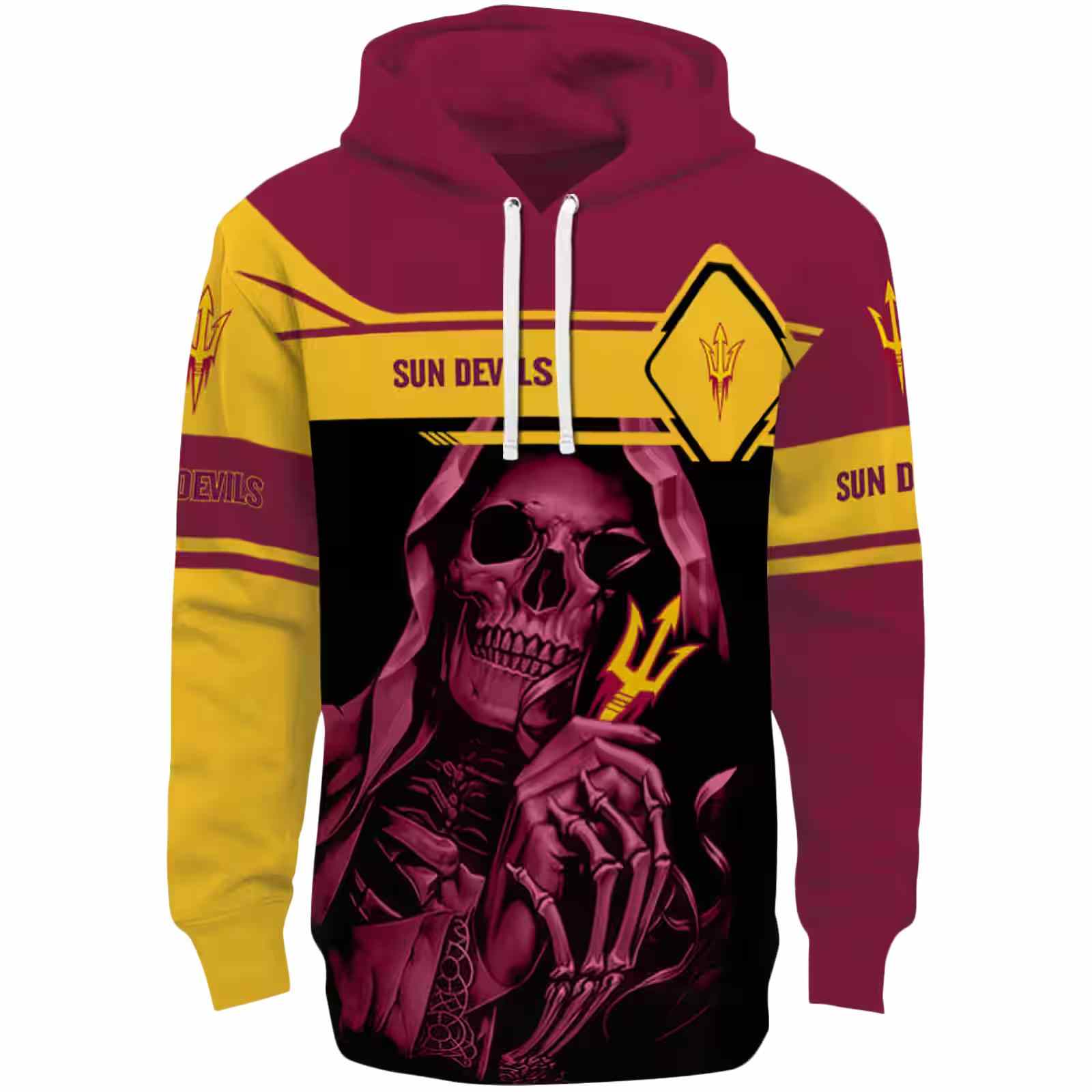 Personalized Arizona State Sun Devils Grim Reaper Maroon Black Hoodie