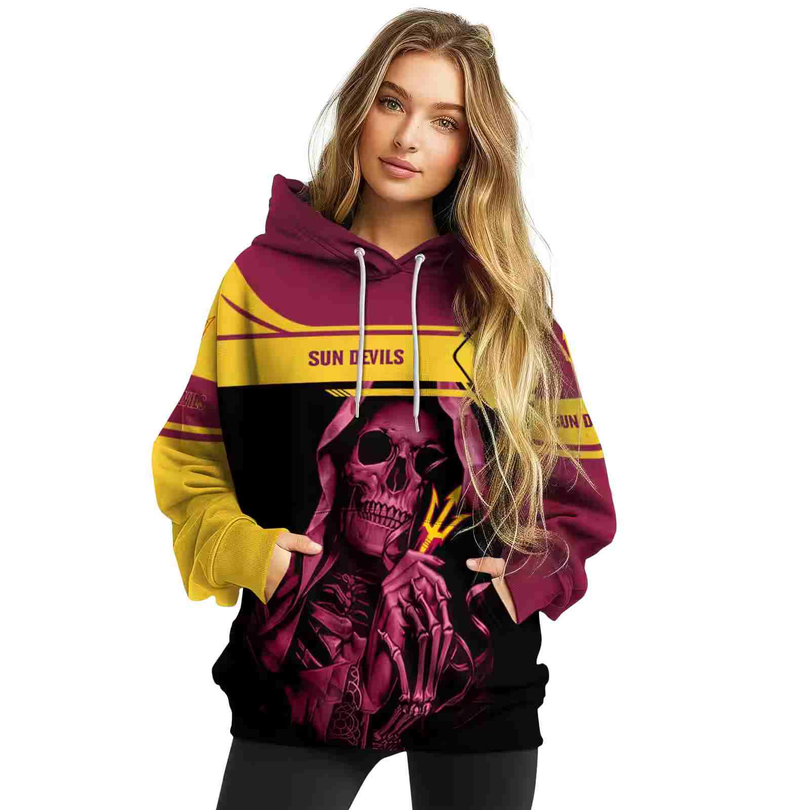 personalized arizona state sun devils grim reaper maroon black hoodie high quality