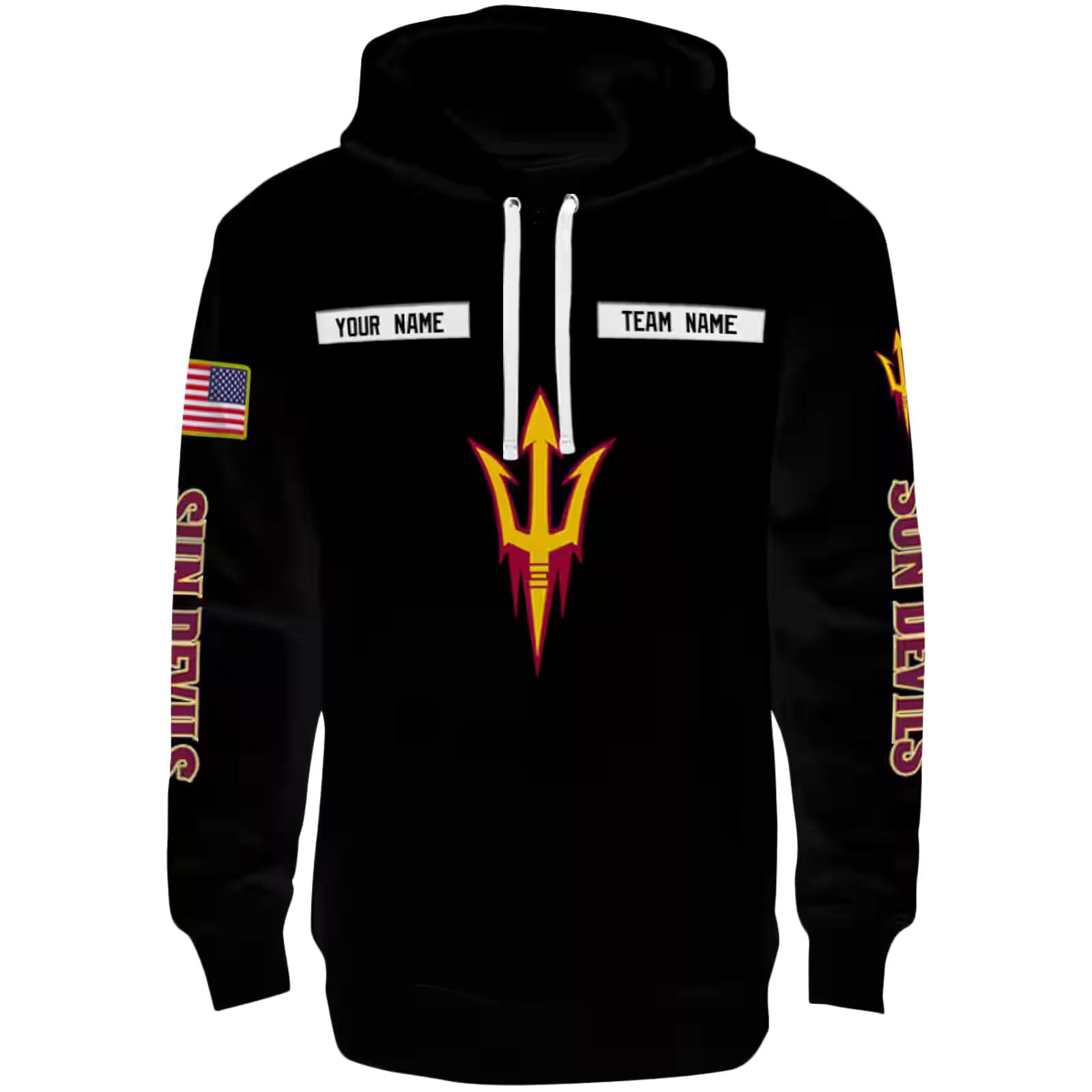 Personalized Arizona State Sun Devils Punisher Skull Black Hoodie