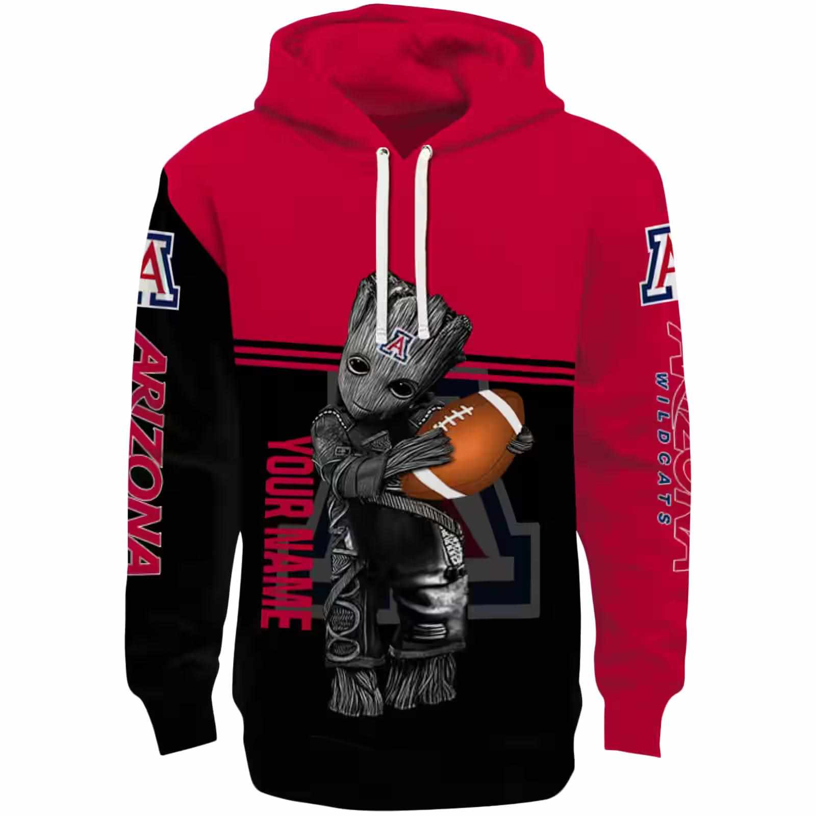 Personalized Arizona Wildcats Baby Groot Red Black Hoodie