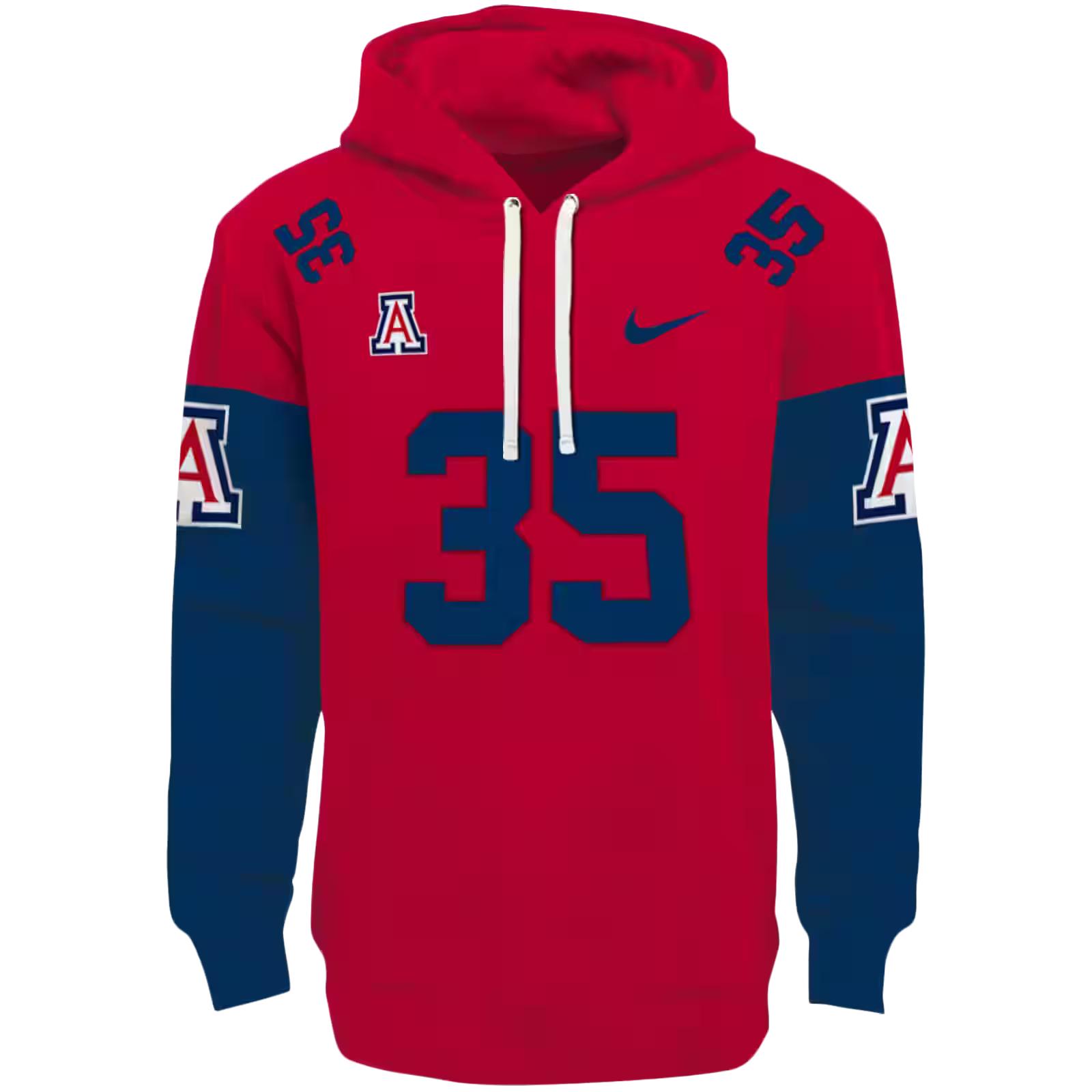 Personalized Arizona Wildcats Minimal Design Red Hoodie