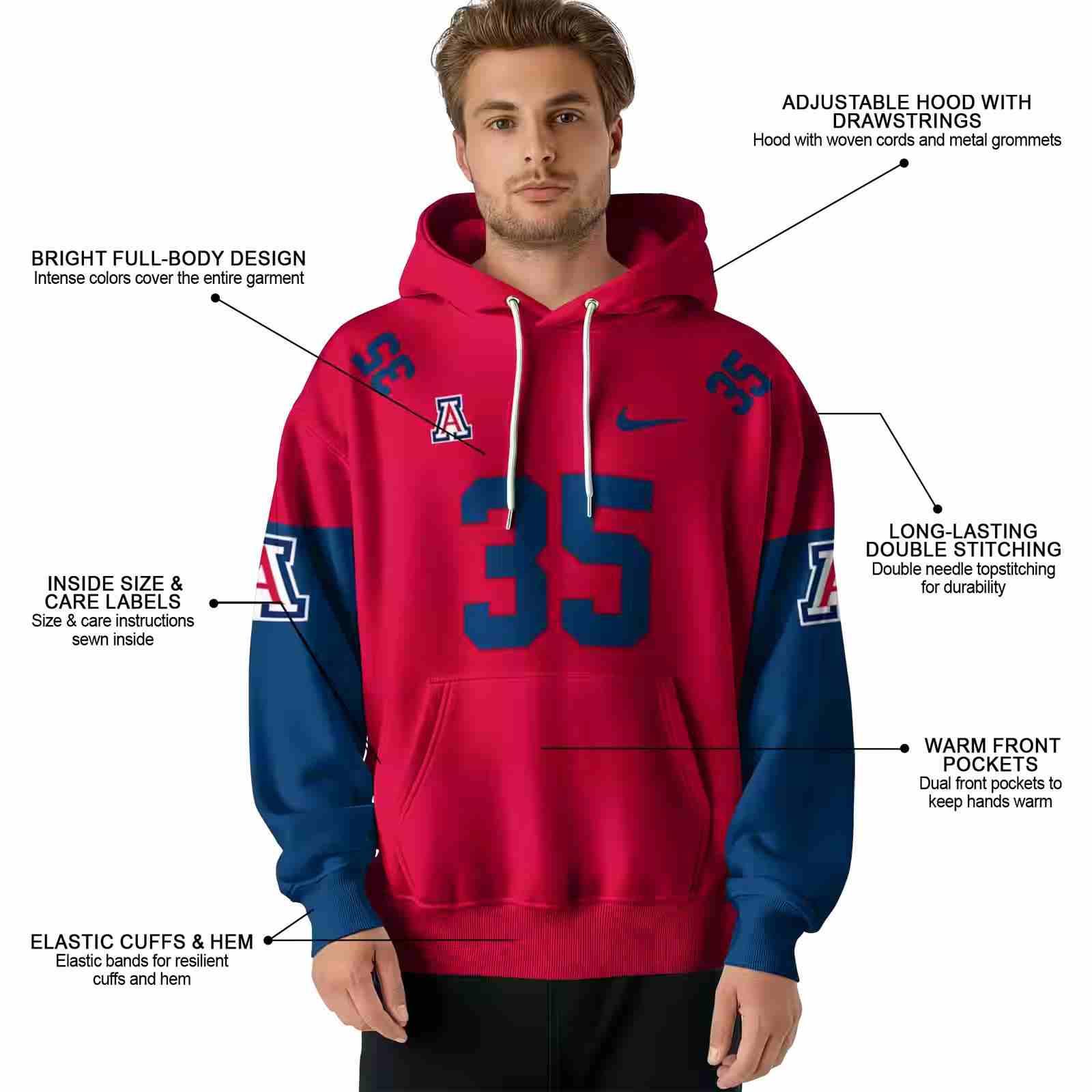 personalized arizona wildcats minimal design red hoodie latest model