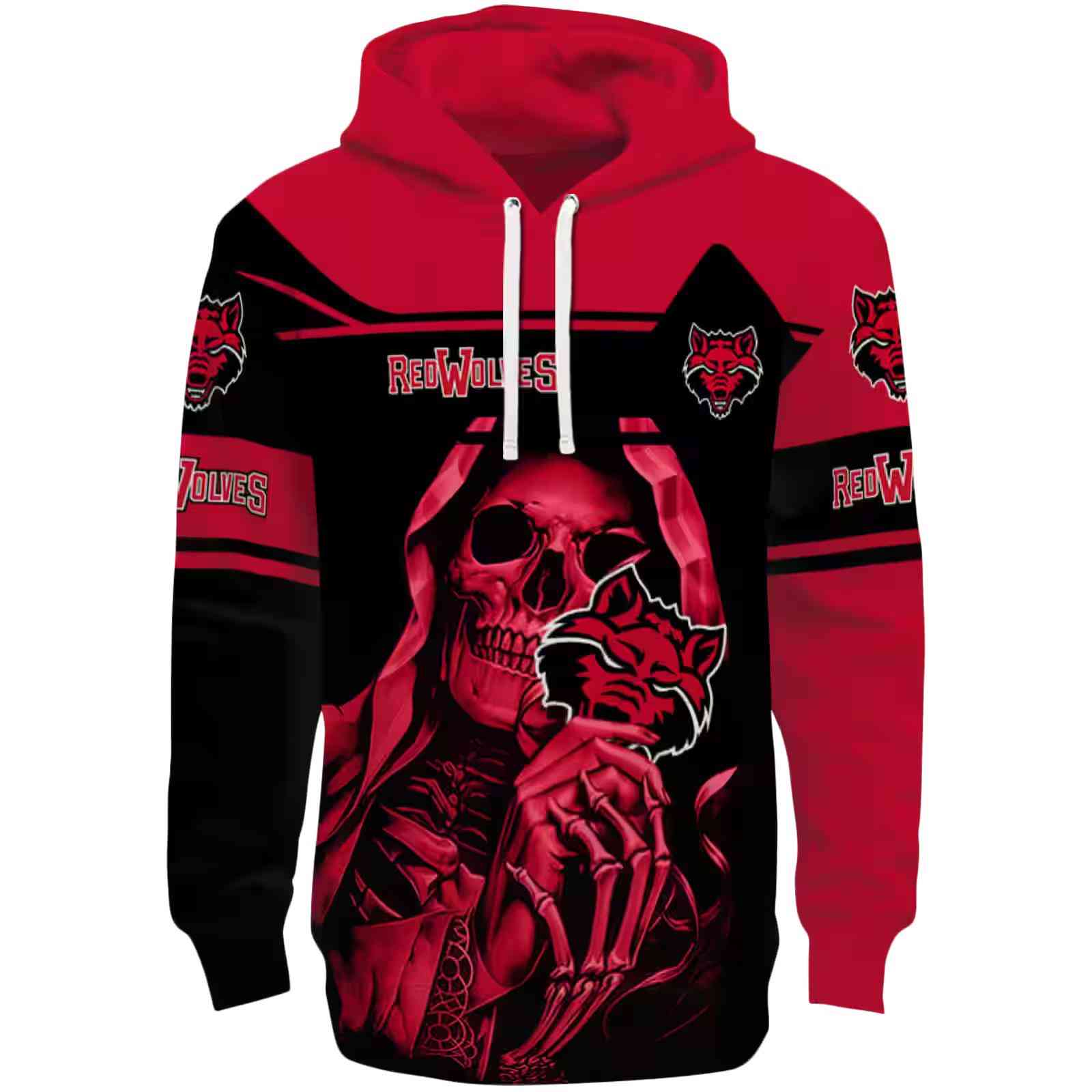 Personalized Arkansas State Red Wolves Grim Reaper Scarlet Black Hoodie