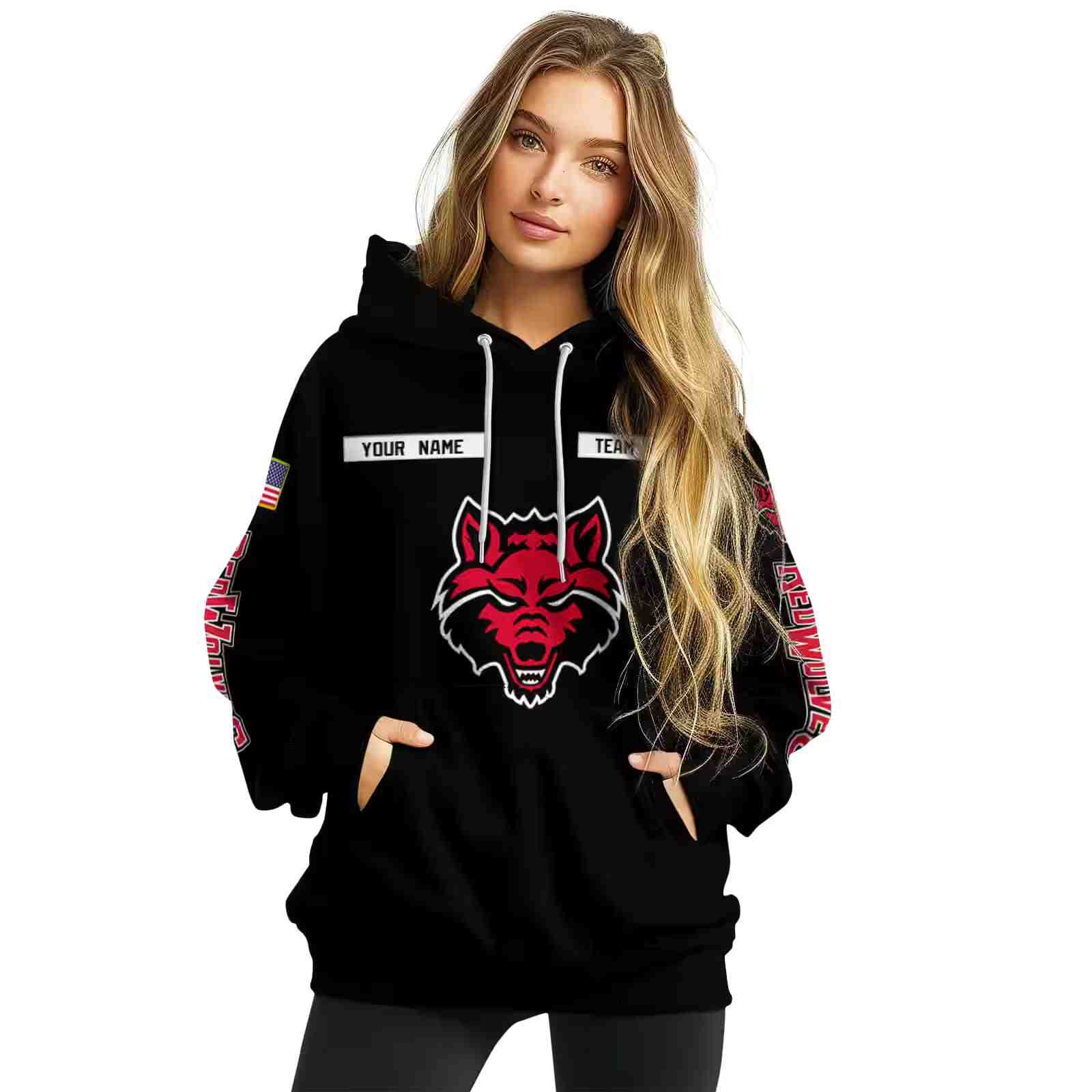 personalized arkansas state red wolves punisher skull black hoodie high quality