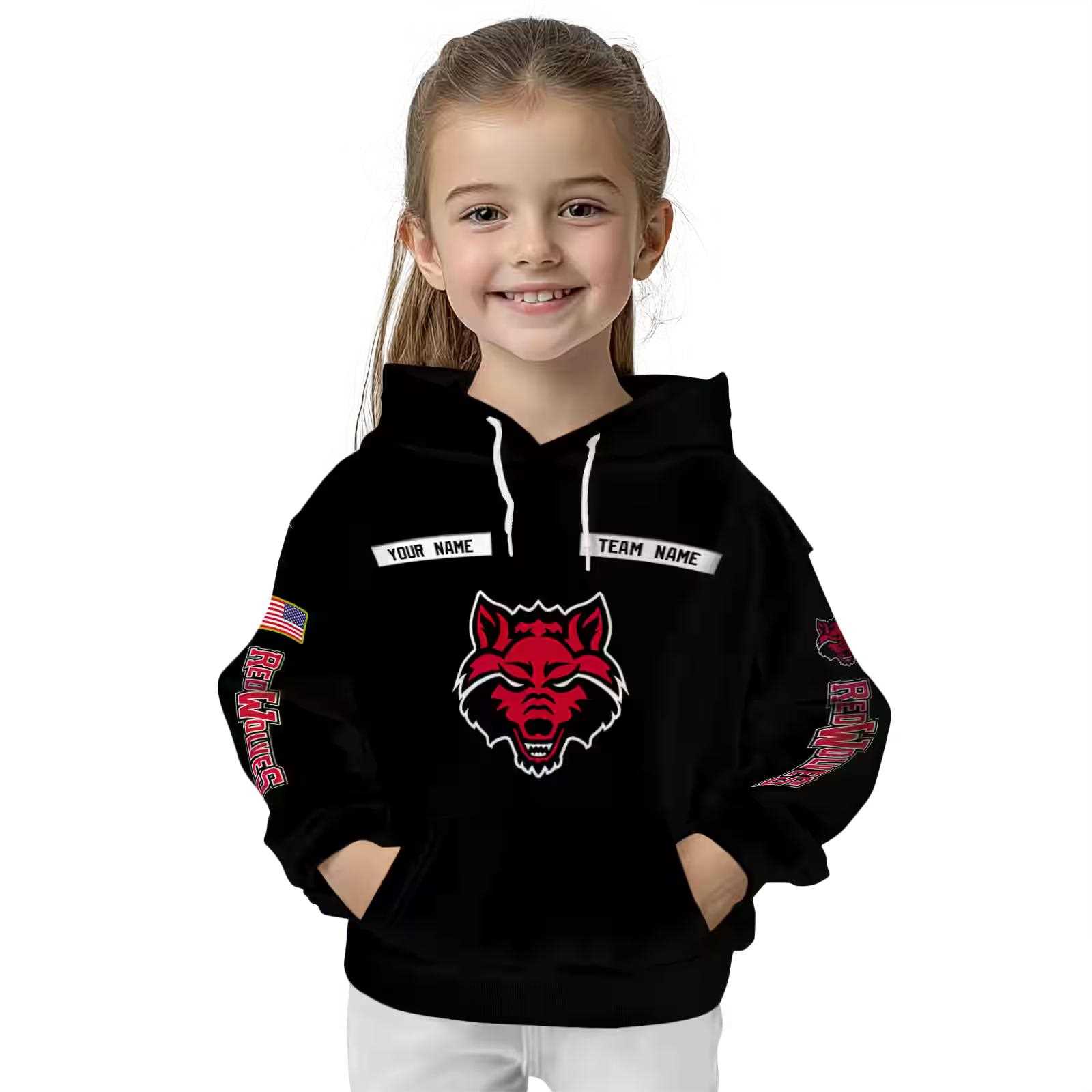 personalized arkansas state red wolves punisher skull black hoodie top rated