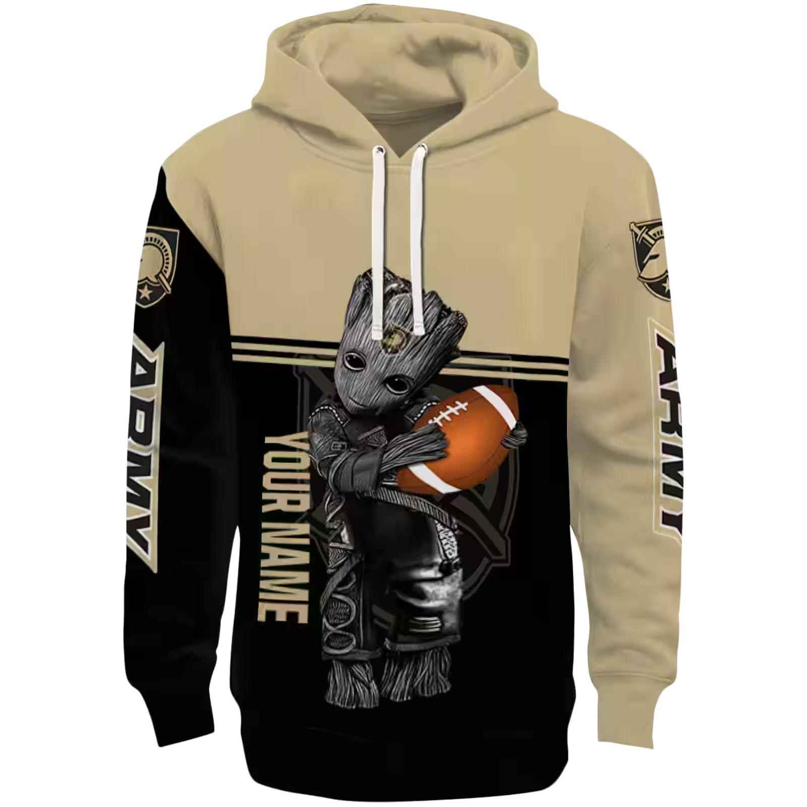 Personalized Army Black Knights Baby Groot Gold Black Hoodie