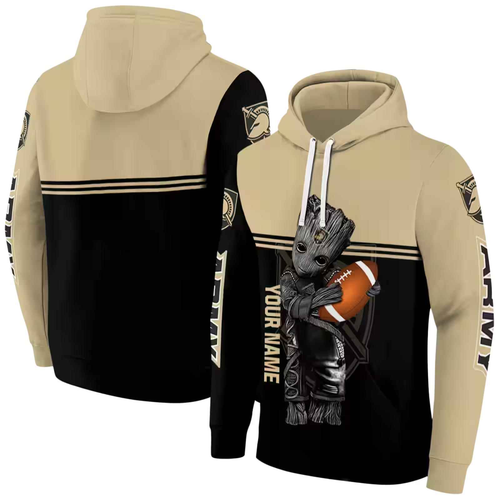 personalized army black knights baby groot gold black hoodie fashion forward