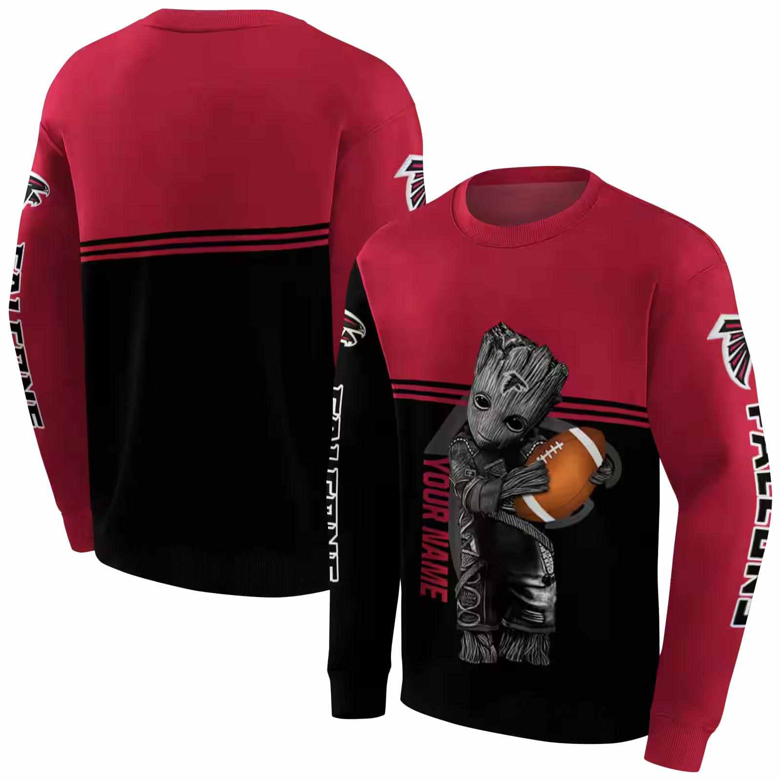 personalized atlanta falcons baby groot red black hoodie premium grade