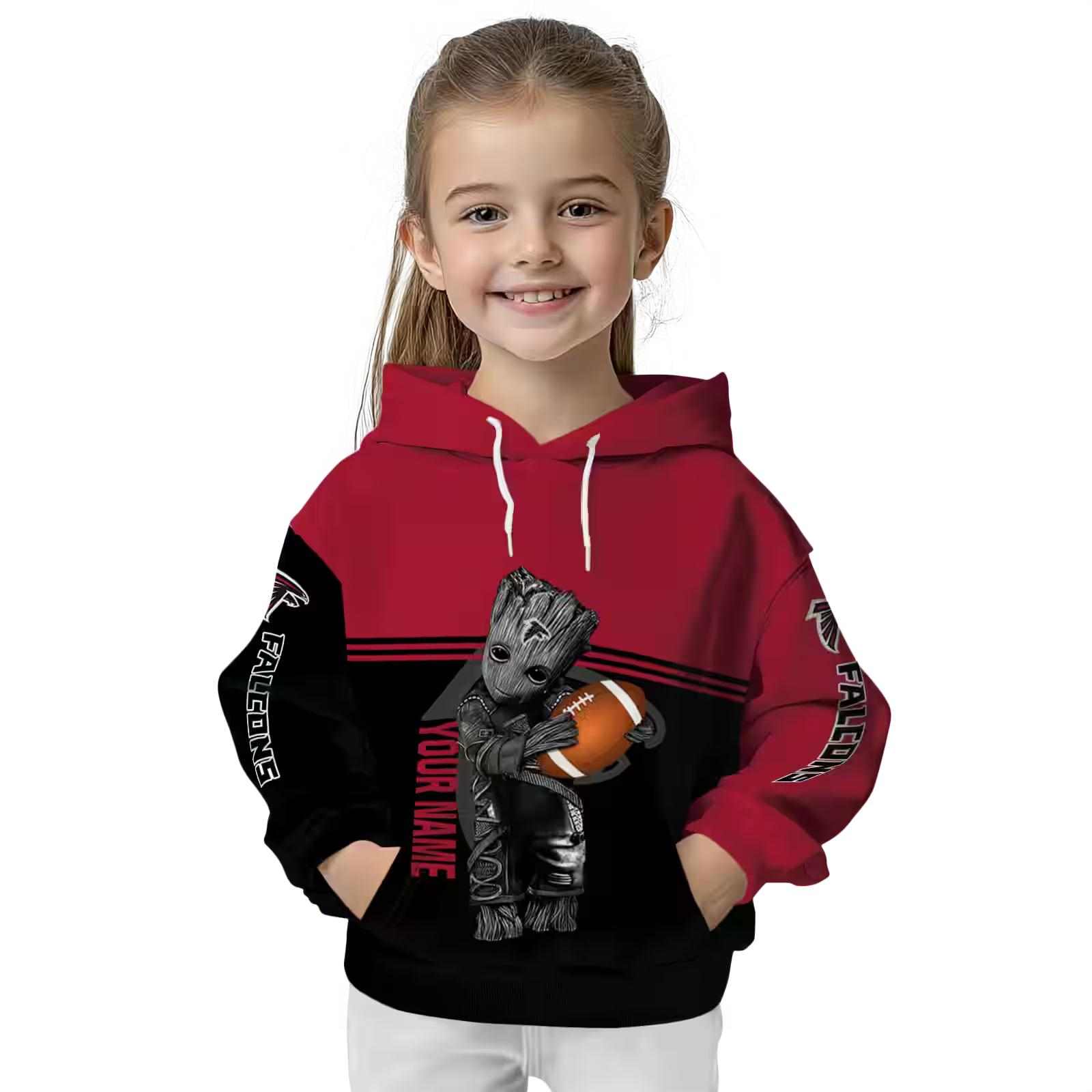 personalized atlanta falcons baby groot red black hoodie top rated