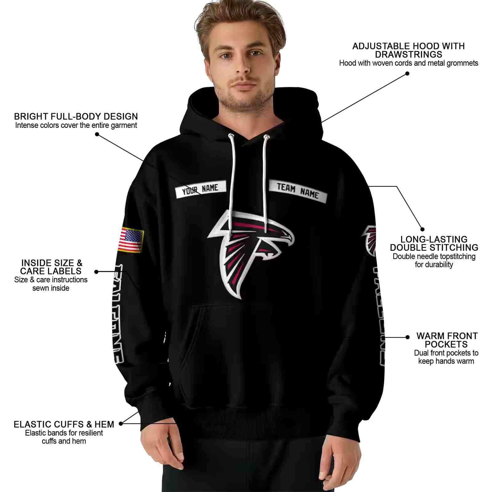 personalized atlanta falcons punisher skull black hoodie latest model