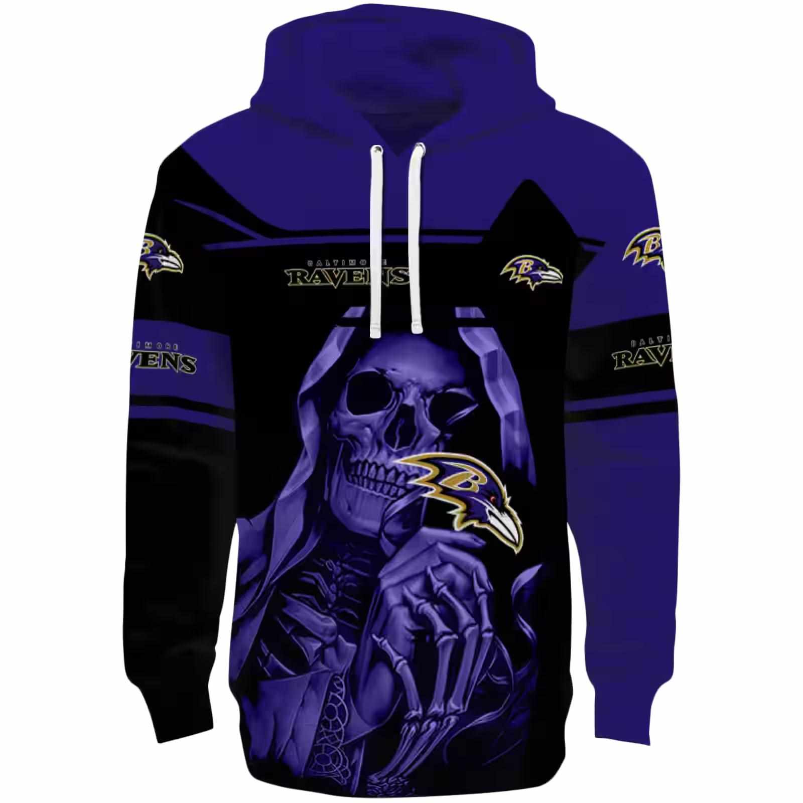 Personalized Baltimore Ravens Grim Reaper Purple Black Hoodie