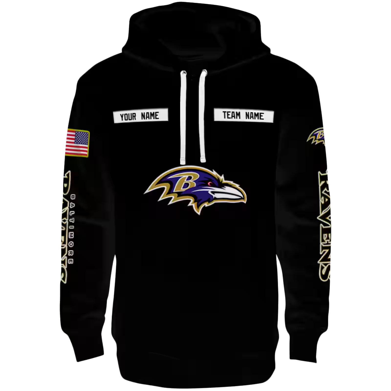 Personalized Baltimore Ravens Punisher Skull Black Hoodie
