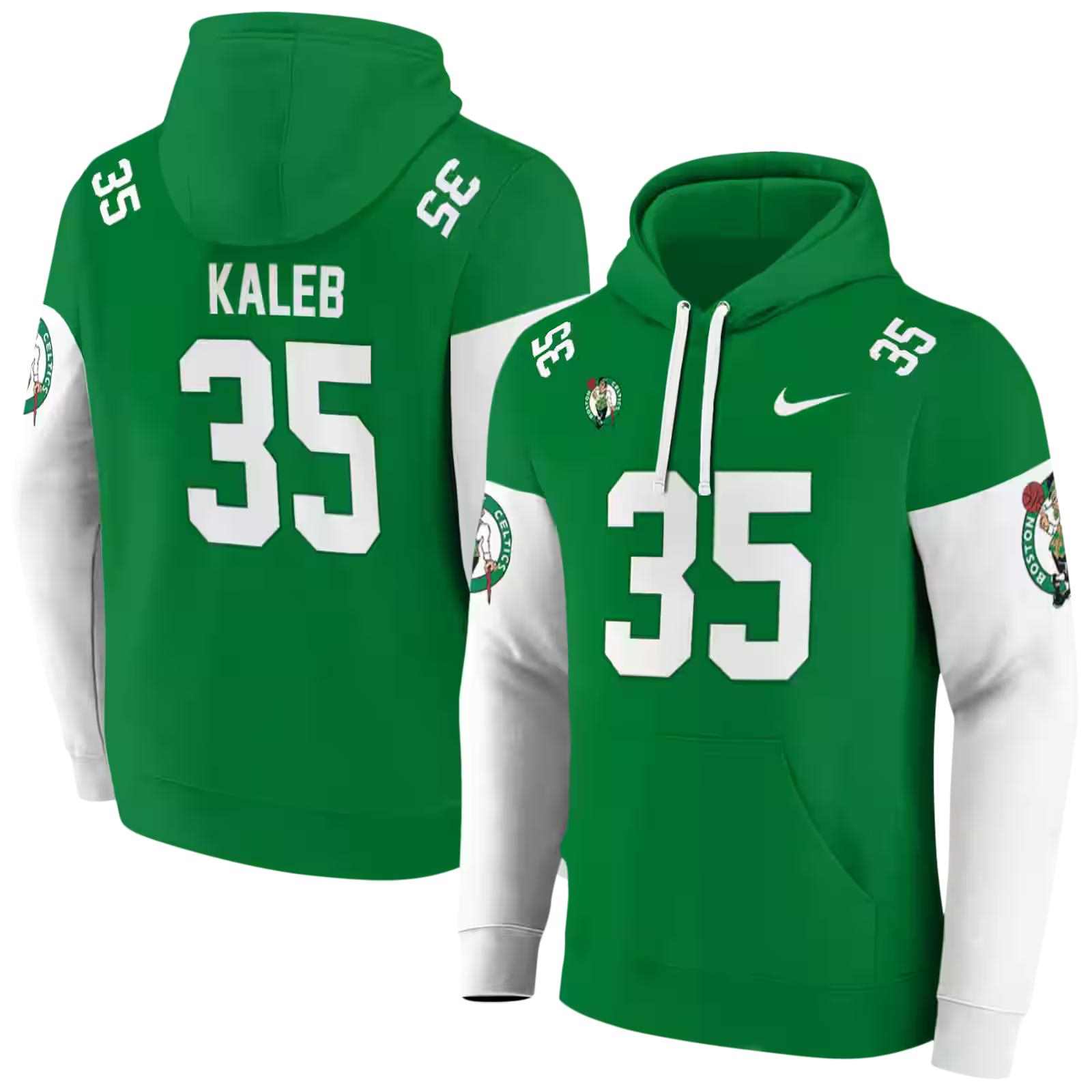 personalized boston celtics minimal design green hoodie fashion forward
