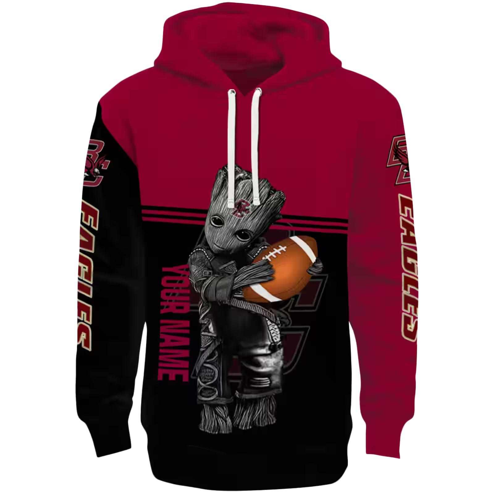 Personalized Boston College Eagles Baby Groot Maroon Black Hoodie