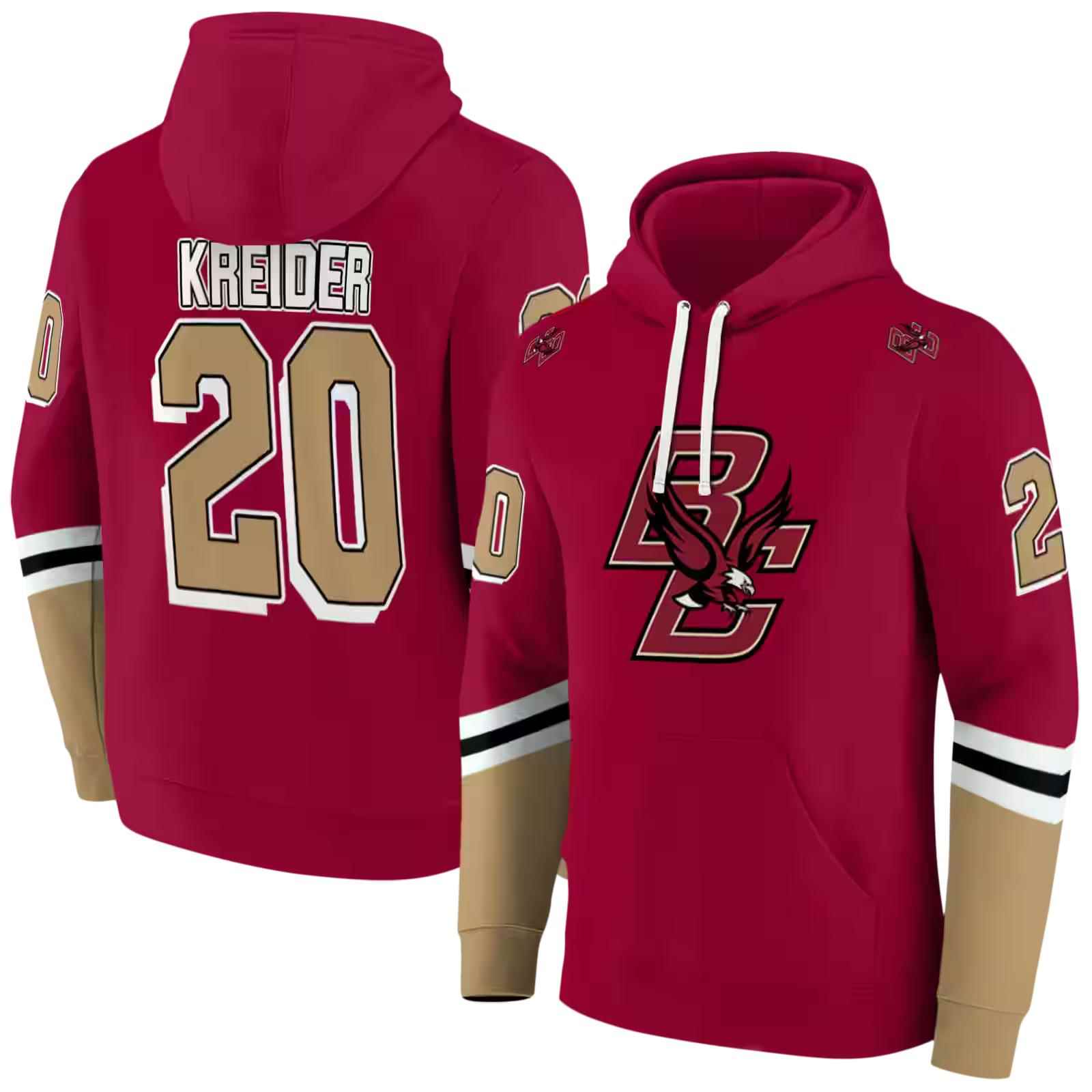 personalized boston college eagles striped sleeves maroon hoodie fashion forward