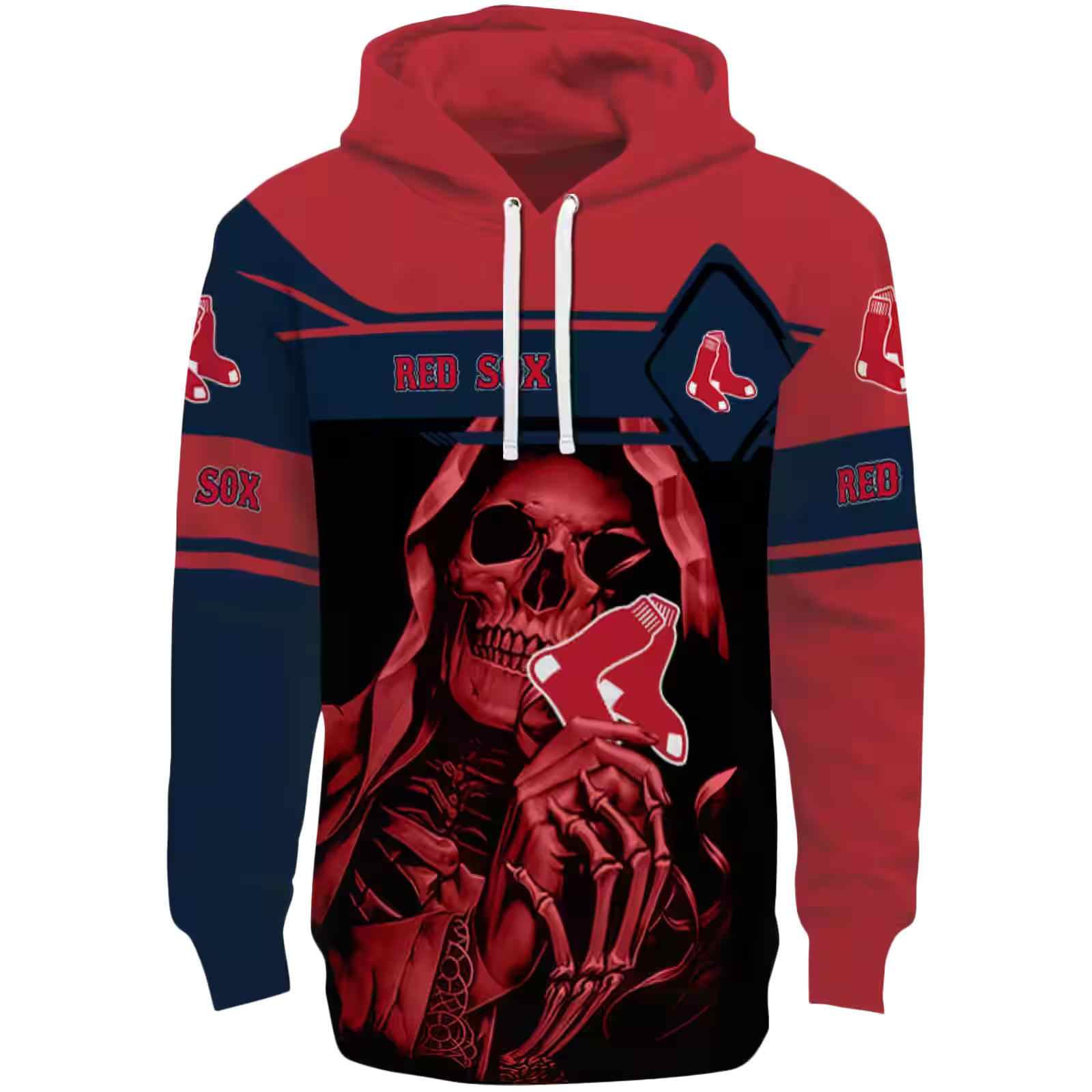 Personalized Boston Red Sox Grim Reaper Red Black Hoodie