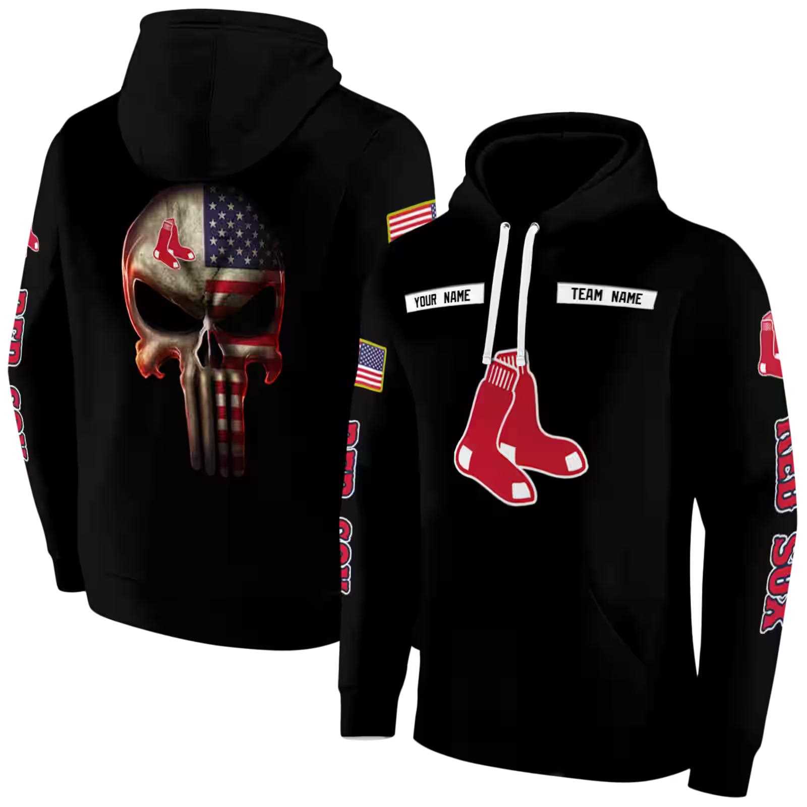 personalized boston red sox punisher skull black hoodie fashion forward