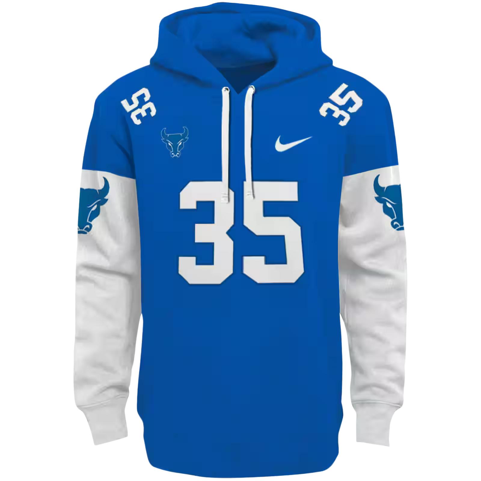 Personalized Buffalo Bulls Minimal Design Royal Blue Hoodie