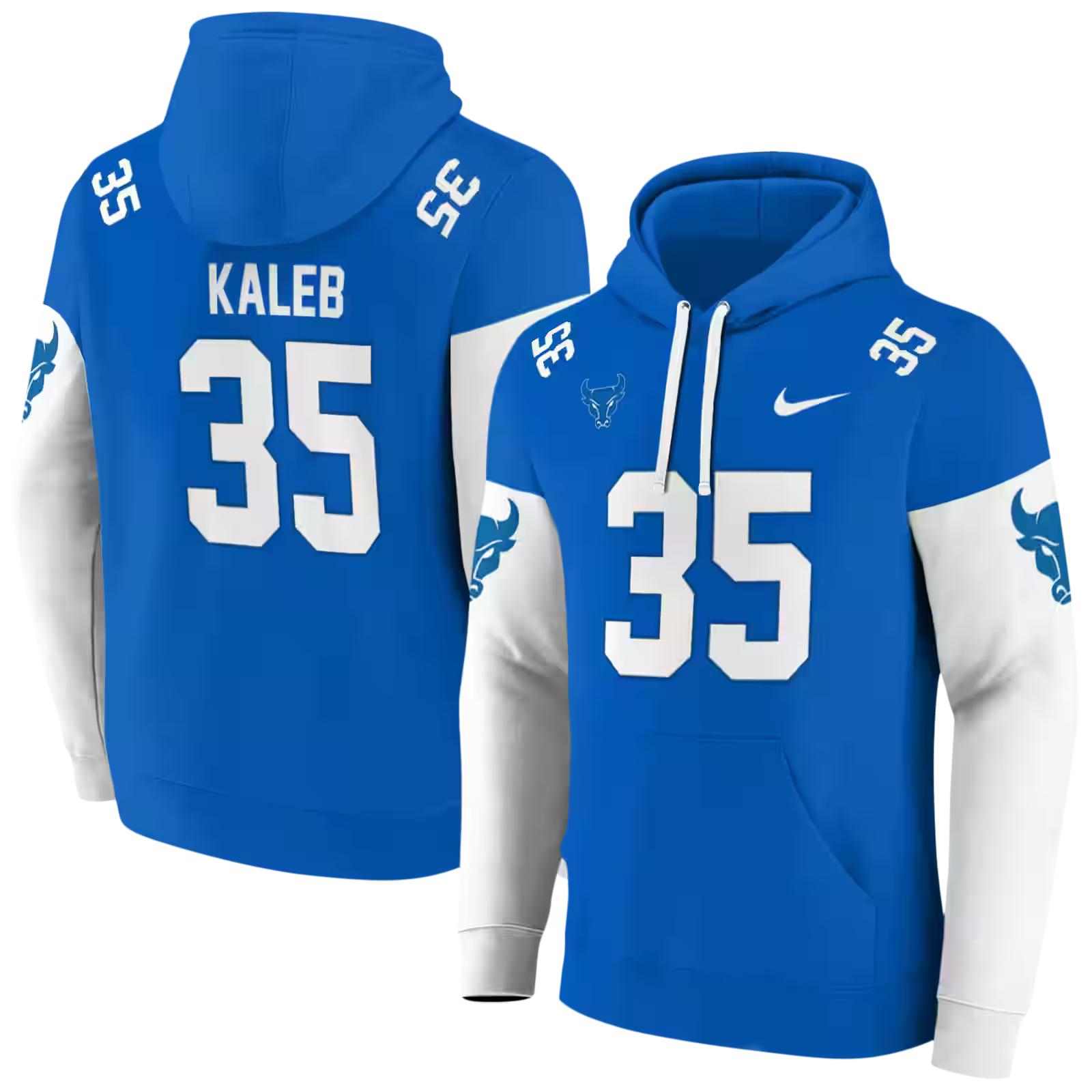 personalized buffalo bulls minimal design royal blue hoodie fashion forward