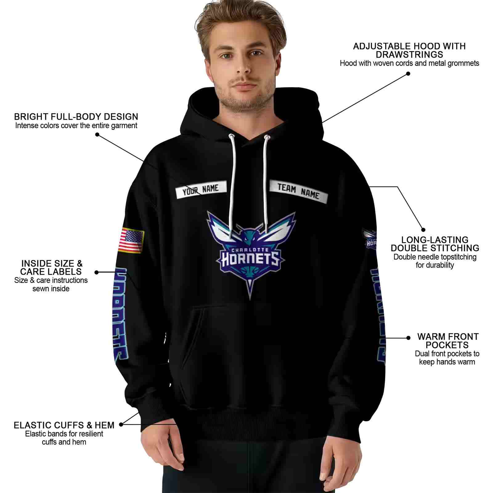 personalized charlotte hornets punisher skull black hoodie latest model