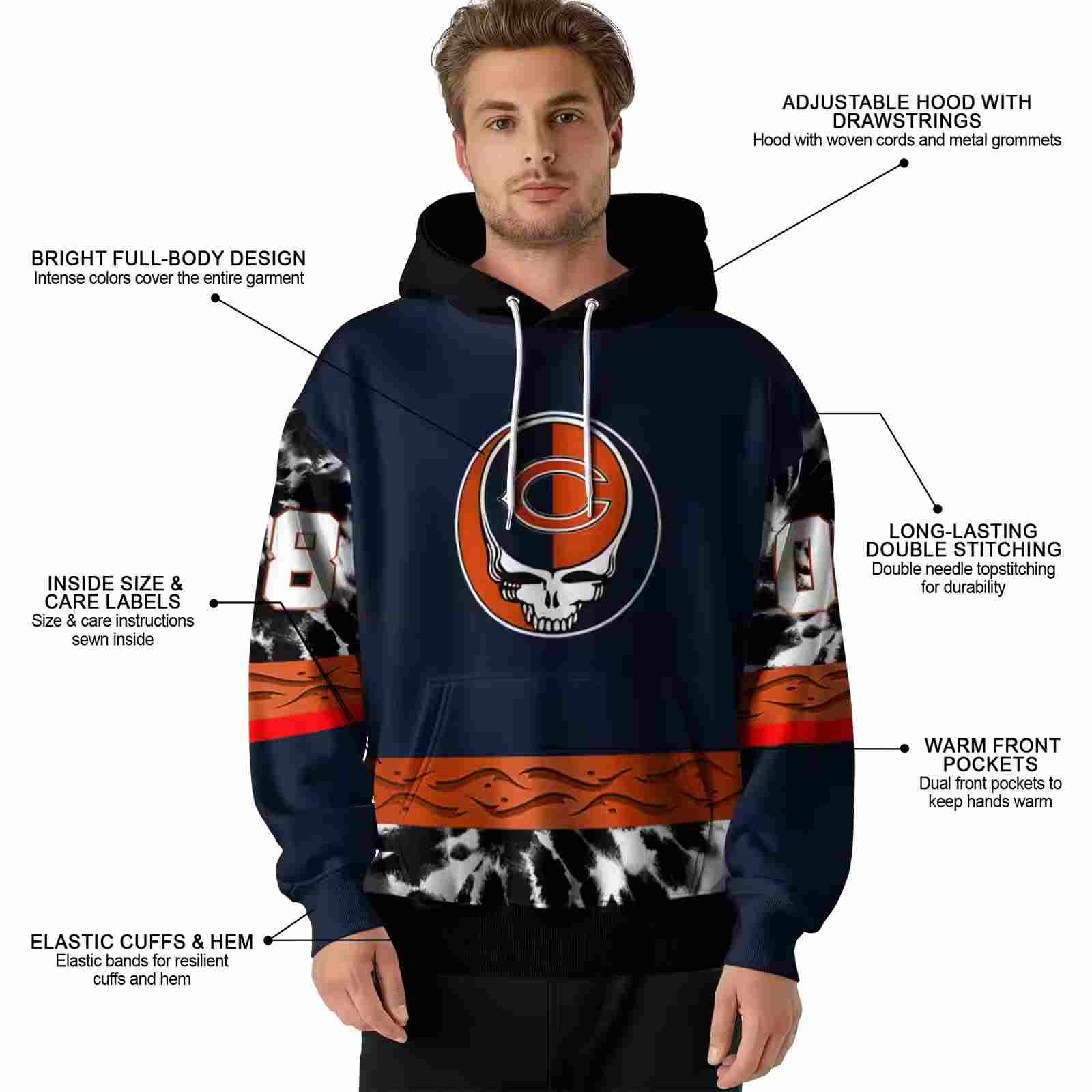 personalized chicago bears grateful vibes blue hoodie latest model