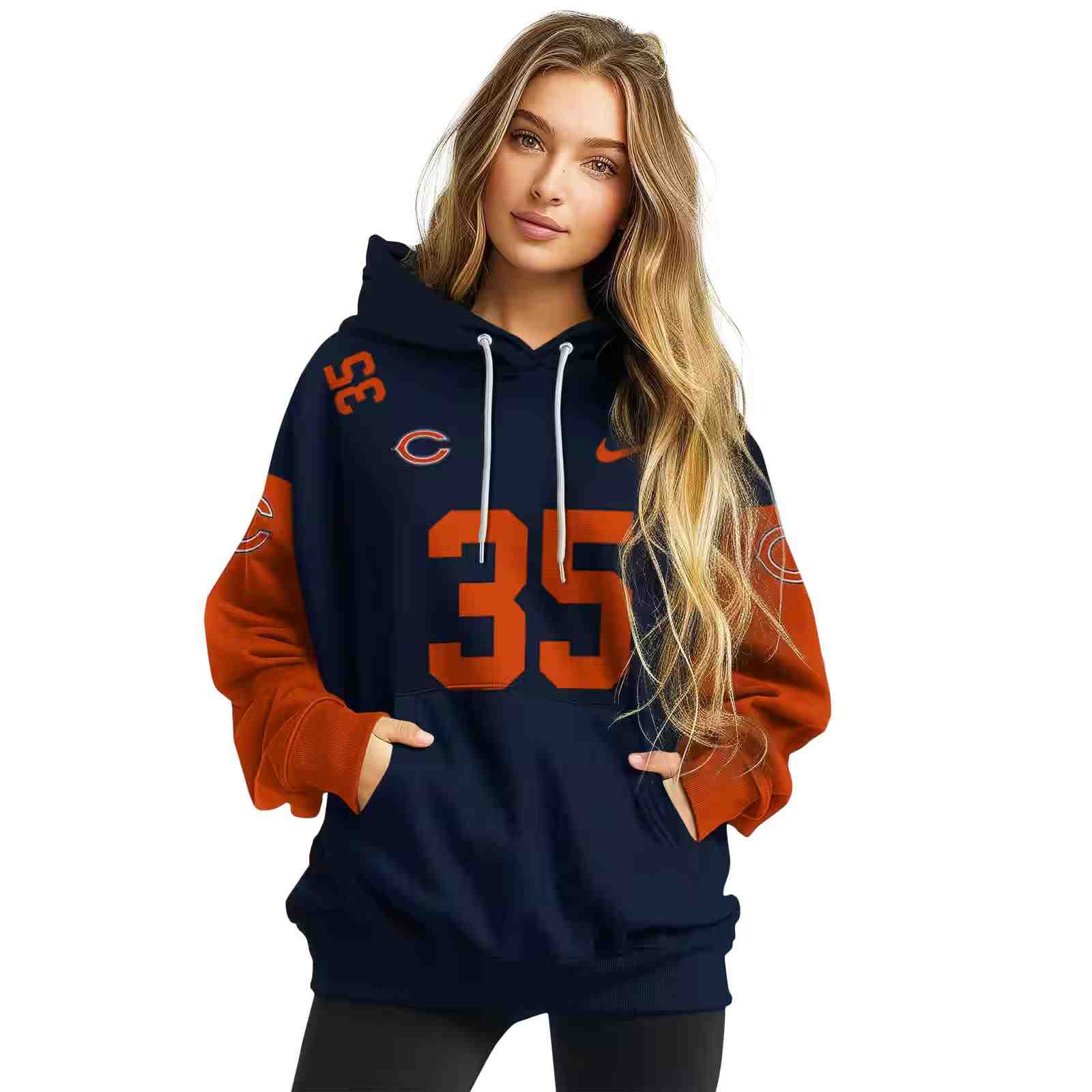 personalized chicago bears minimal design blue hoodie high quality