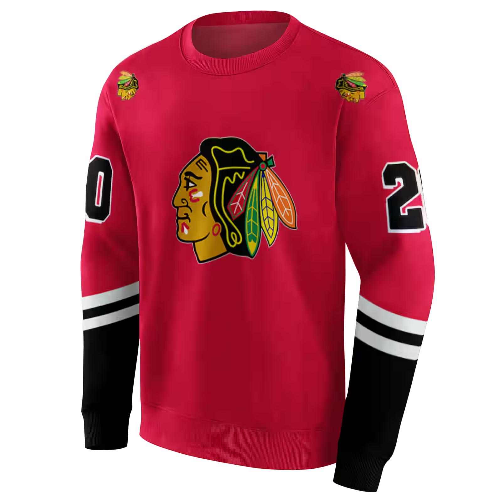 personalized chicago blackhawks striped sleeves red hoodie new arrival